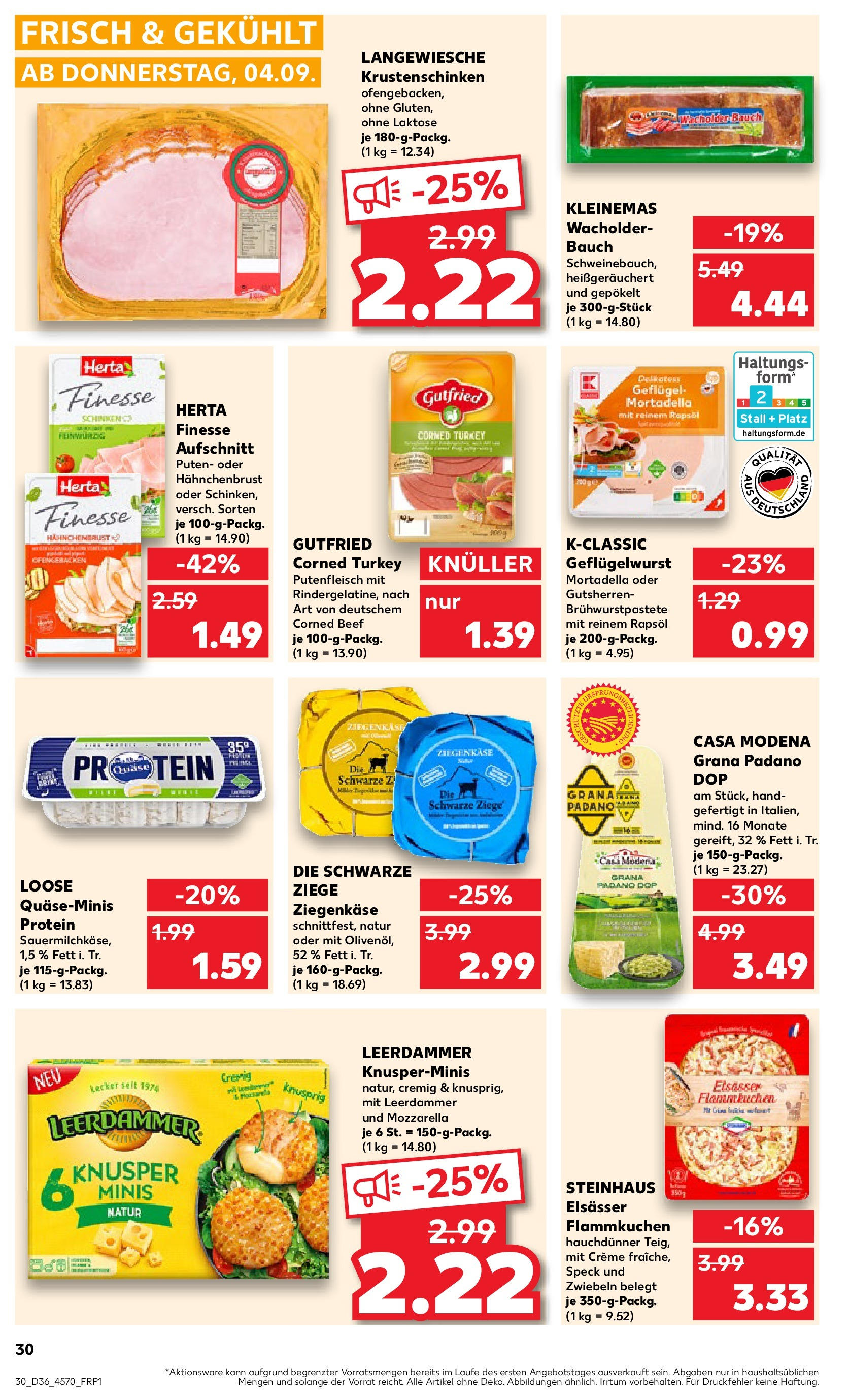 Prospekt Kaufland ab 04.09.2025 » Angebote Online zum Blättern | Seite: 30 | Produkte: Rapsöl, Mozzarella, Leerdammer, Herta finesse