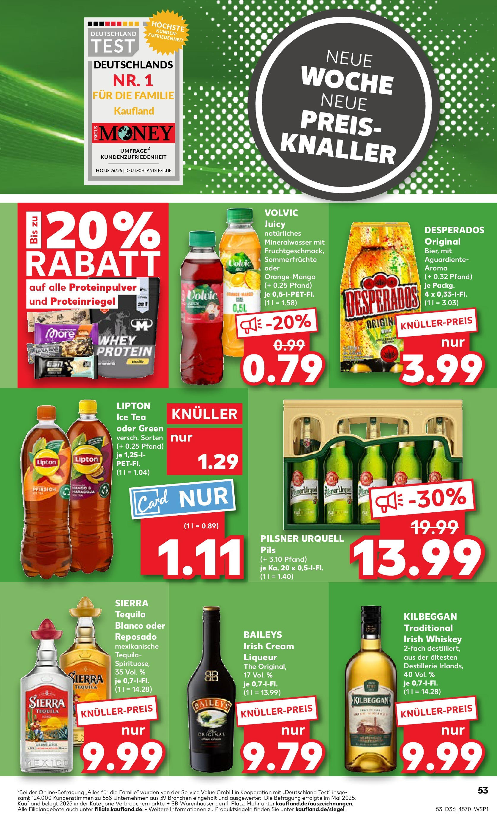 Prospekt Kaufland ab 04.09.2025 » Angebote Online zum Blättern | Seite: 53 | Produkte: Pils, Tequila, Desperados, Whiskey