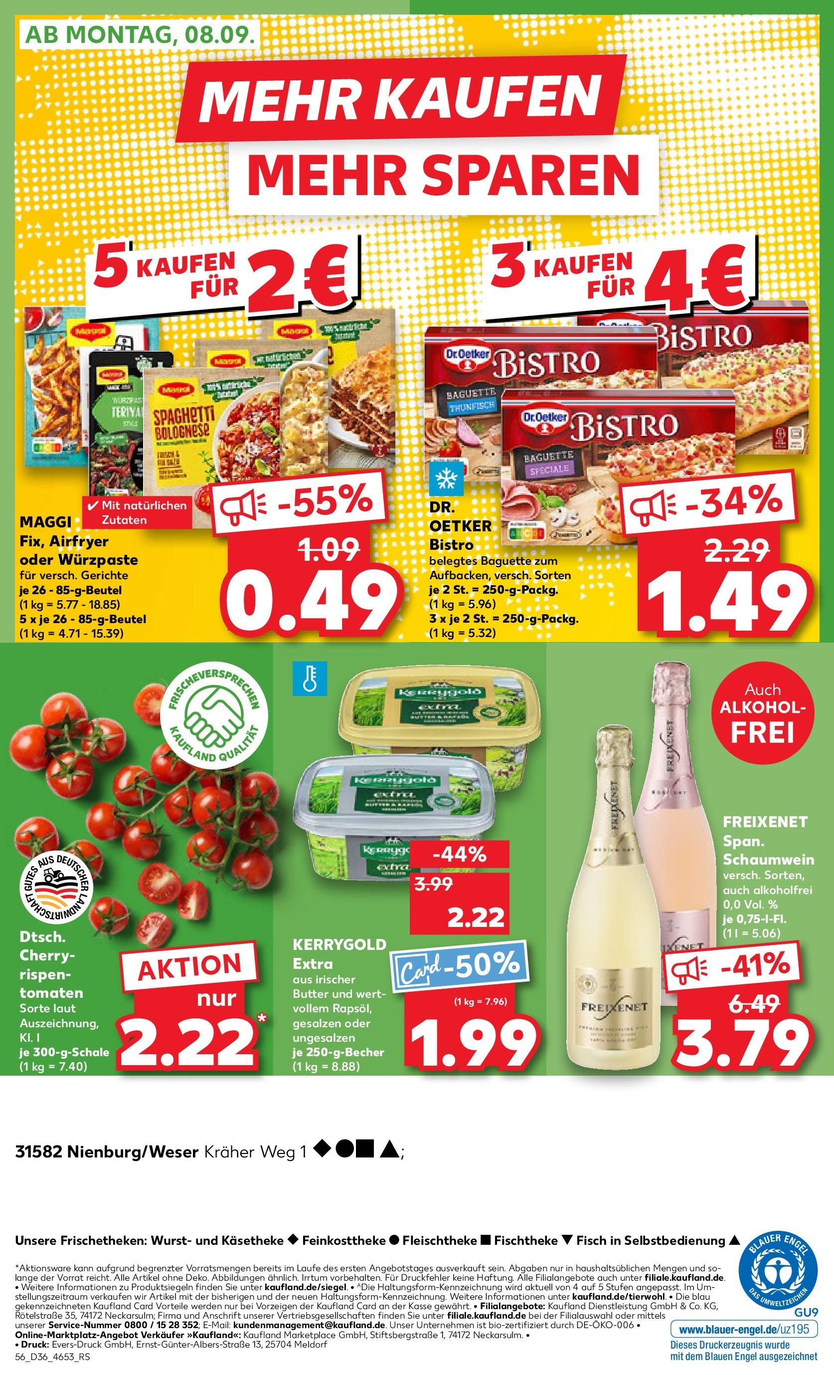 Prospekt Kaufland ab 04.09.2025 » Angebote Online zum Blättern | Seite: 56 | Produkte: Butter, Thunfisch, Freixenet, Baguette