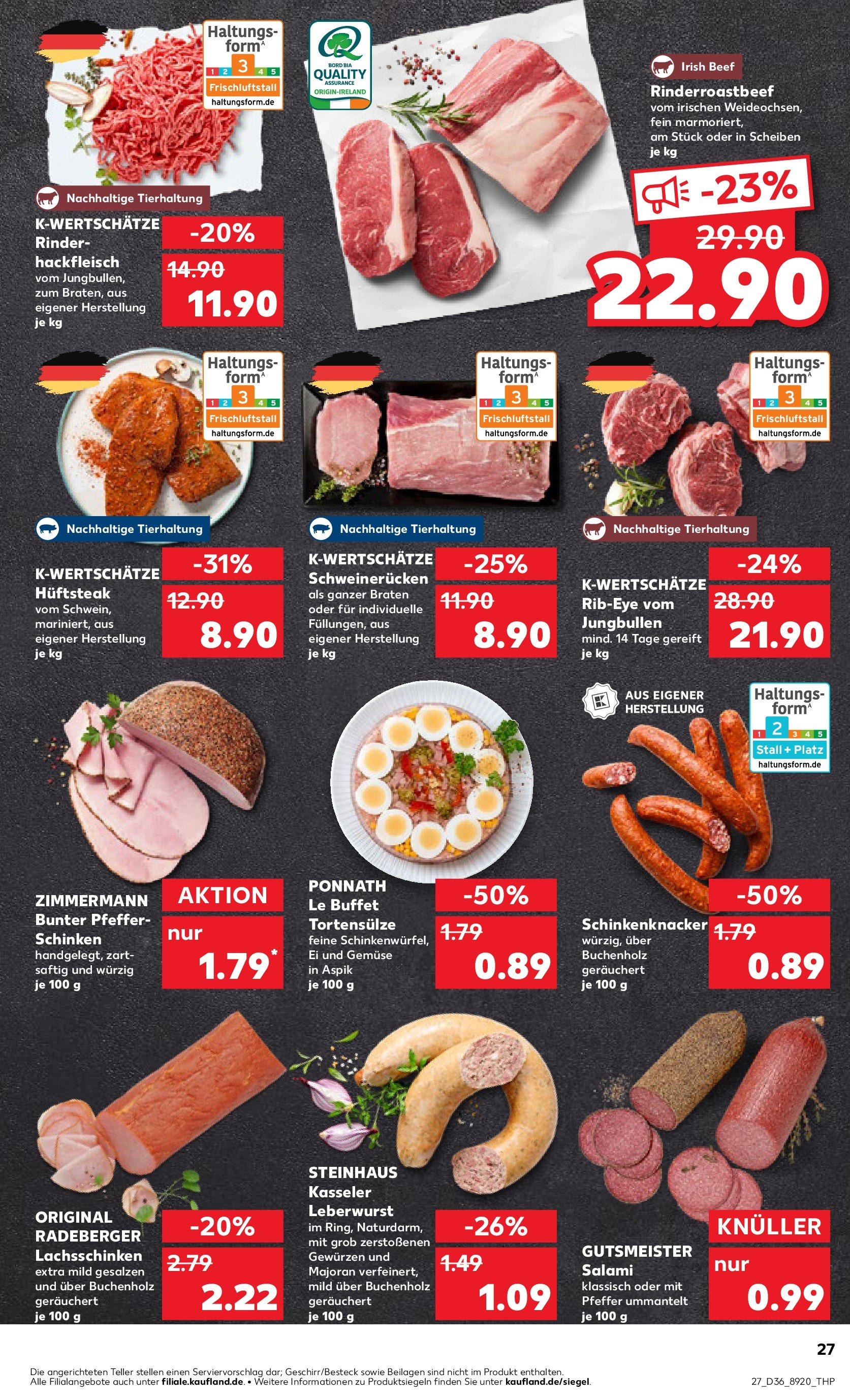 Prospekt Kaufland ab 04.09.2025 » Angebote Online zum Blättern | Seite: 27 | Produkte: Pfeffer, Schweinerucken, Steak, Hackfleisch