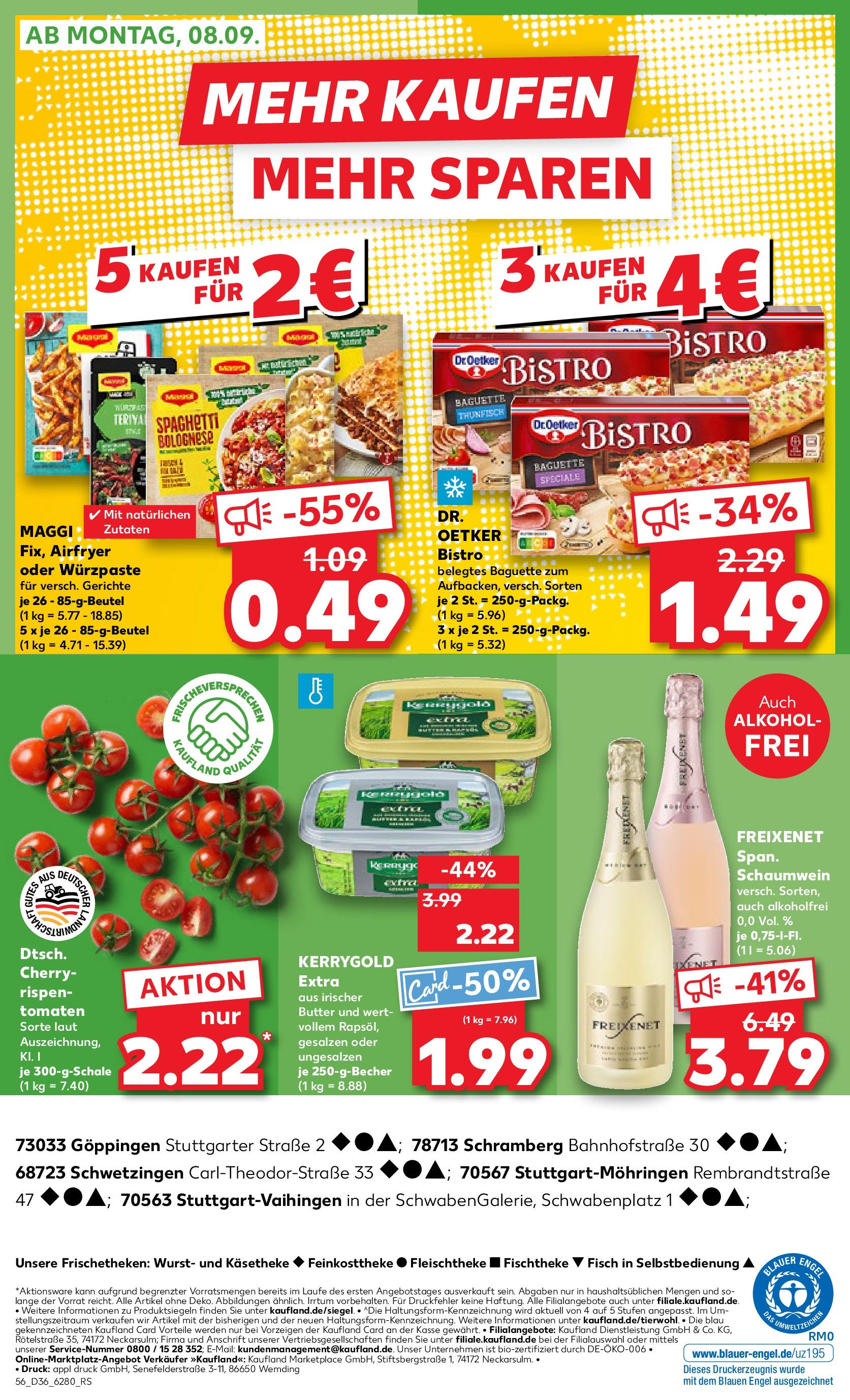 Prospekt Kaufland ab 04.09.2025 » Angebote und Werbung Online | Seite: 56 | Produkte: Maggi, Butter, Thunfisch, Wurst Prospekt Kaufland ab 04.09.2025 » Angebote Online zum Blättern | Seite: 56 | Produkte: Maggi, Butter, Thunfisch, Wurst
