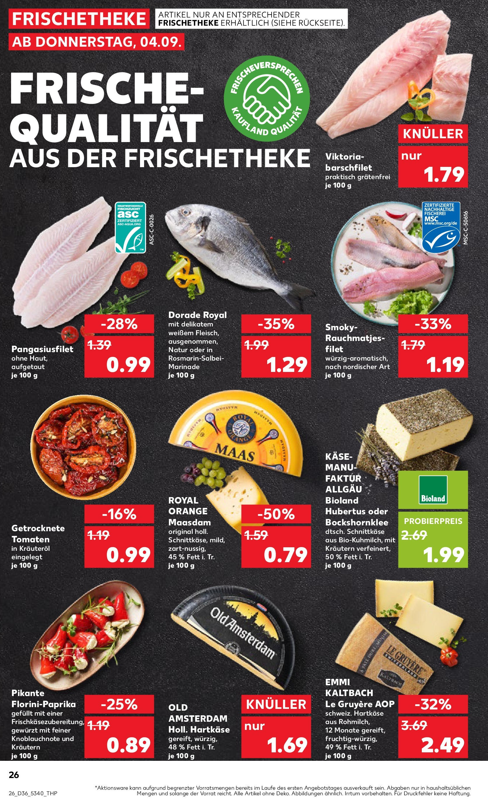 Prospekt Kaufland ab 04.09.2025 » Angebote Online zum Blättern | Seite: 26 | Produkte: Dorade, Käse, Tomaten