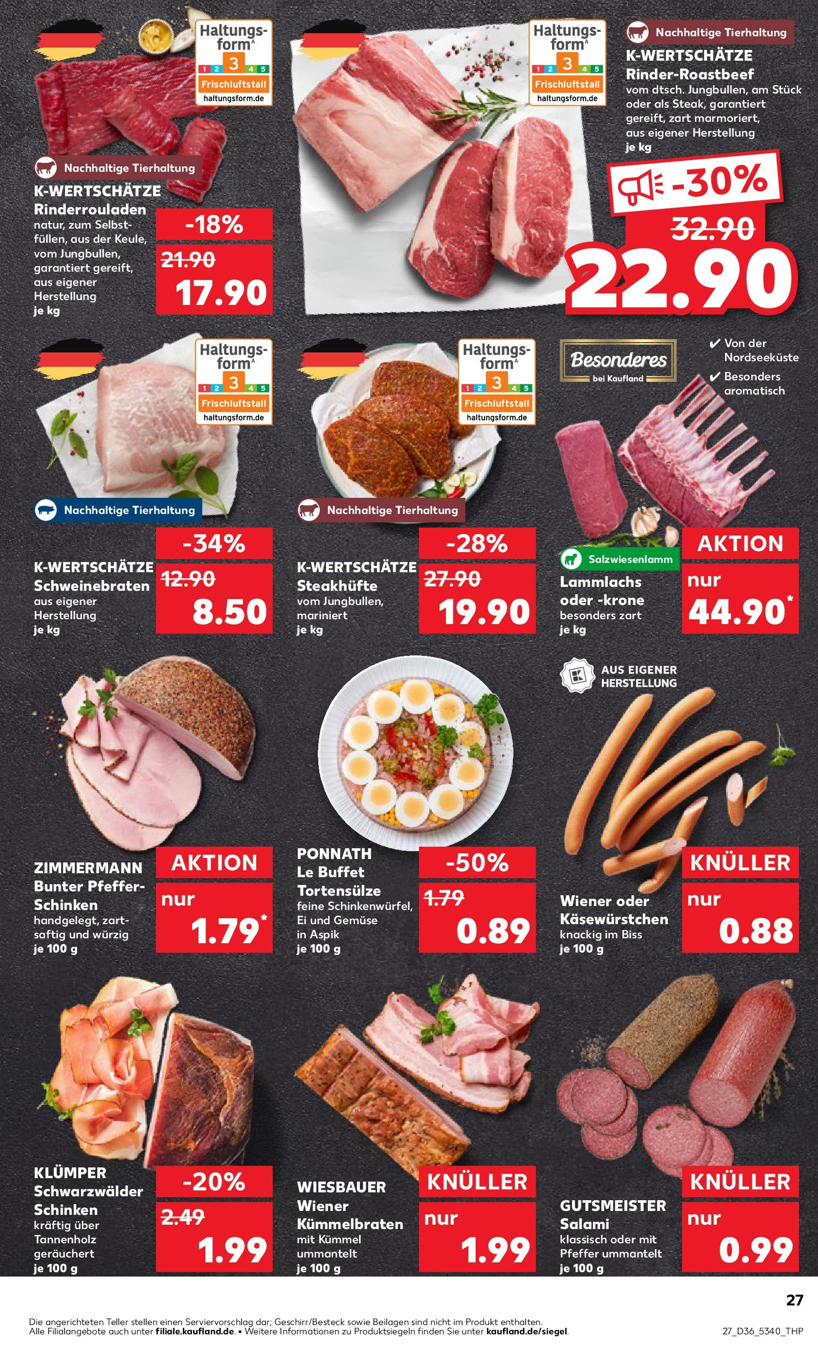 Prospekt Kaufland ab 04.09.2025 » Angebote Online zum Blättern | Seite: 27 | Produkte: Rinderrouladen, Gemüse, Pfeffer, Schinken