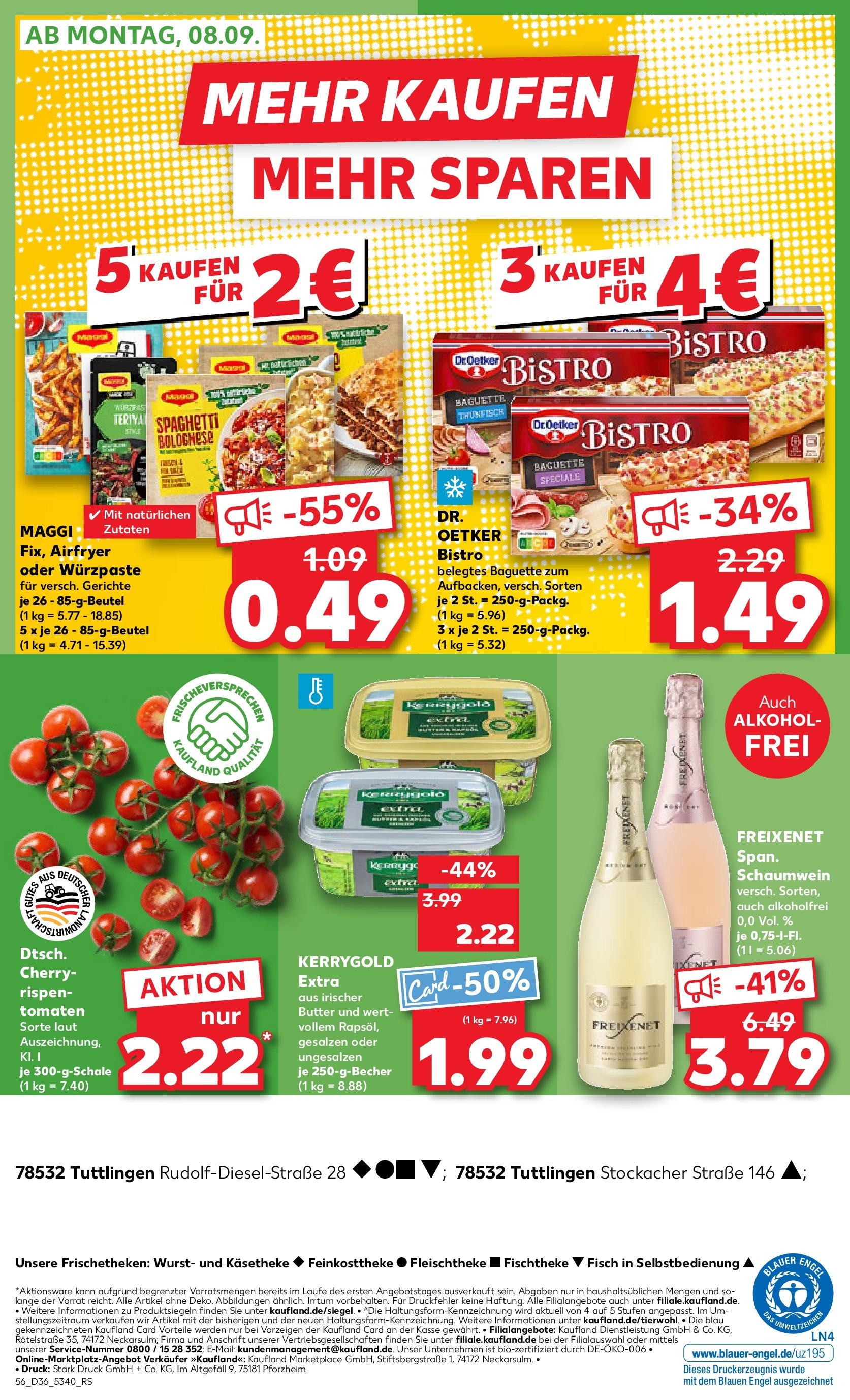Prospekt Kaufland ab 04.09.2025 » Angebote Online zum Blättern | Seite: 56 | Produkte: Thunfisch, Freixenet, Tomaten, Wurst