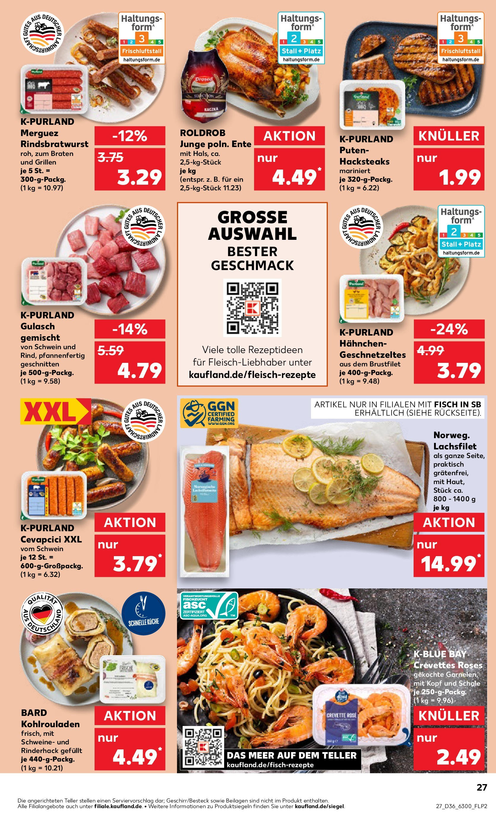 Prospekt Kaufland ab 04.09.2025 » Angebote und Werbung Online | Seite: 27 | Produkte: Hahnchen, Fisch, Gulasch, Ente Prospekt Kaufland ab 04.09.2025 » Angebote Online zum Blättern | Seite: 27 | Produkte: Hahnchen, Fisch, Gulasch, Ente