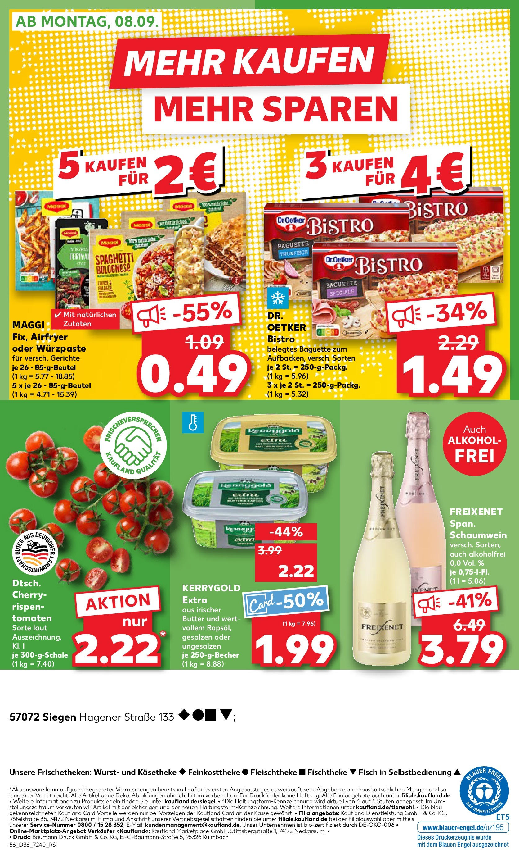 Prospekt Kaufland ab 04.09.2025 » Angebote Online zum Blättern | Seite: 56 | Produkte: Freixenet, Baguette, Tomaten, Wurst