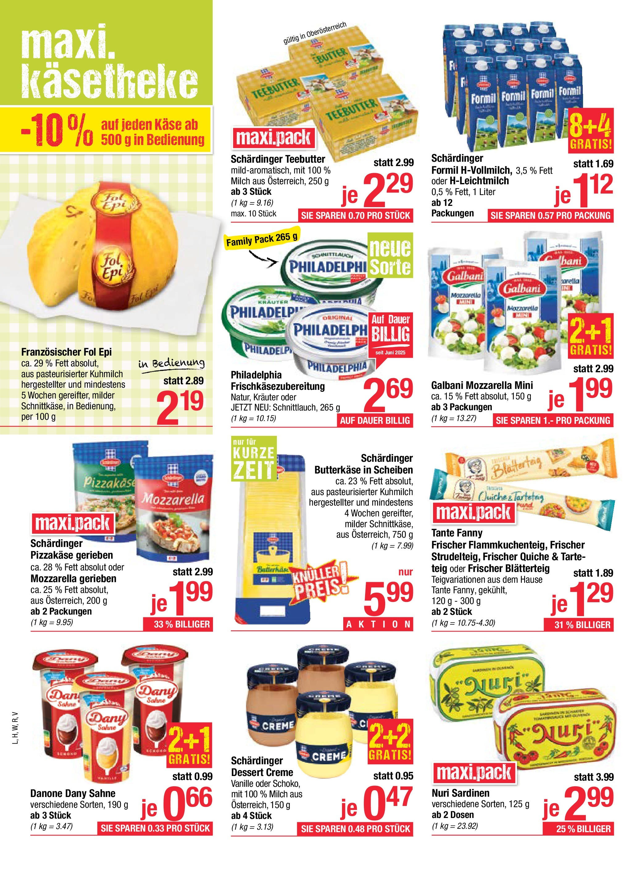 Maximarkt Haid, Linz (08.09.2025) || Aktuelle Angebote | Seite: 6 | Produkte: Milch, Butter, Käse, Creme Maximarkt Haid, Linz von 08.09.2025 - Aktuelle Angebote | Seite: 6 | Produkte: Milch, Butter, Käse, Creme