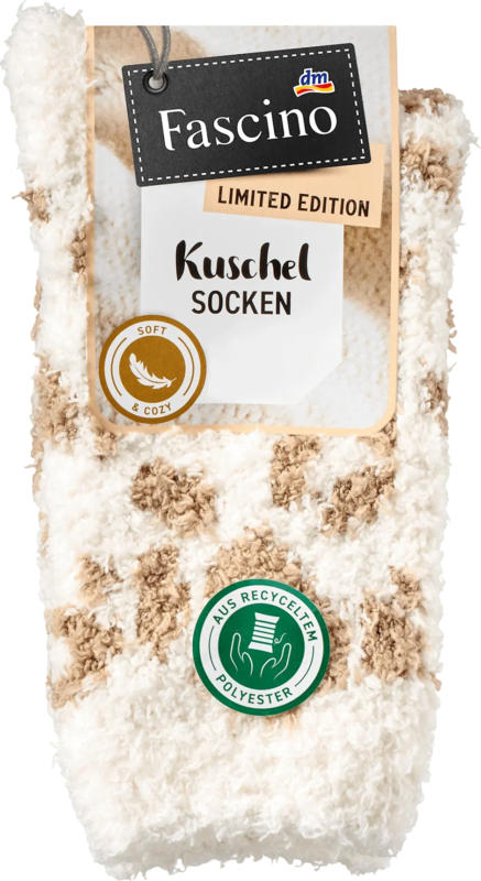 Fascino Kuschelsocken mit Leo-Muster beige Gr. 35-38