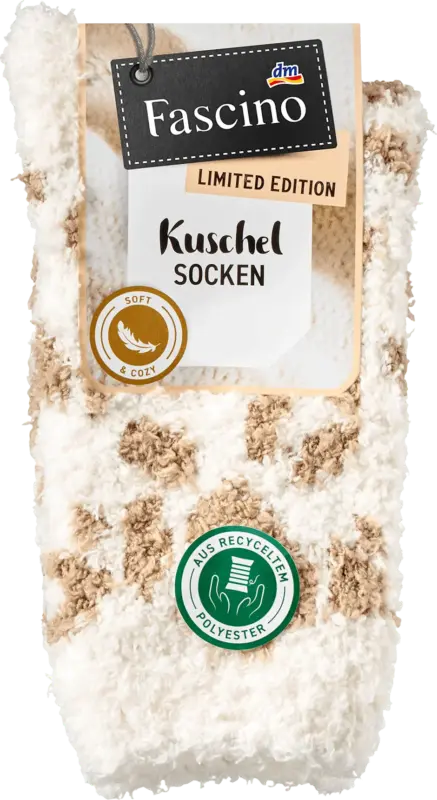 Fascino Kuschelsocken mit Leo-Muster beige Gr. 35-38