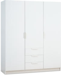 JYSK Гардероб JENSLEV 144x176 3 врати 3 чекмеджета бял
