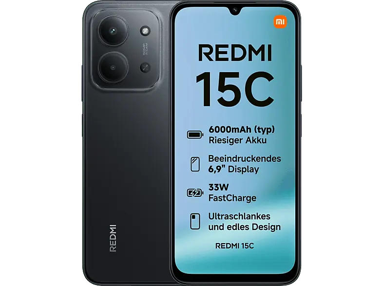 XIAOMI Redmi 15C, 128 GB, Midnight Black, Dual SIM