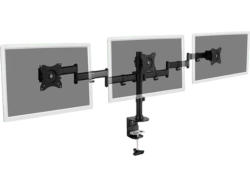 digitUS Dreifach Monitor Ständer mit Klemmbefestigung, 15-27 Zoll, max. 24 kg, Schwarz; Monitorhalterung