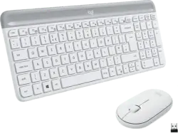 LOGITECH MK470 Slim Combo Kabelloses & geräuscharmes Tastatur-Maus-Set, DEU (Qwertz), Grauweiß; Kabelloses Tastatur-Maus Set