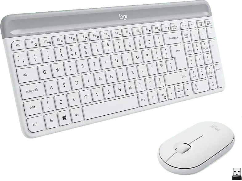 LOGITECH MK470 Slim Combo Kabelloses & geräuscharmes Tastatur-Maus-Set, DEU (Qwertz), Grauweiß; Kabelloses Tastatur-Maus Set