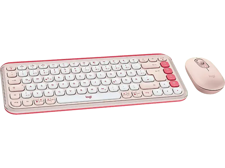 LOGITECH 920-013108 Pop Icon Combo kabellose Tastatur und Maus, Bluetooth, qwertz, rosa offwhite; Tastatur und Maus Set