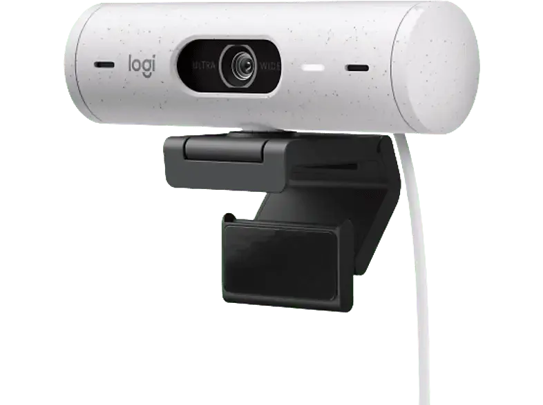 LOGITECH Brio 500 Full-HD-Webcam mit 1080p und Belichtungskorrektur, Auto-Framing Show Mode, USB, Grauweiß