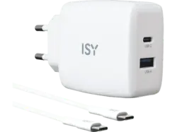 ISY IAC-4512-WT GAN Ladegerät mit Kabel, Weiß