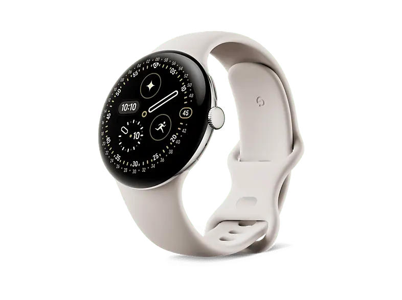 GOOGLE Pixel Watch 4, Wifi, 45mm, Silver/Porcelain; Smartwatch