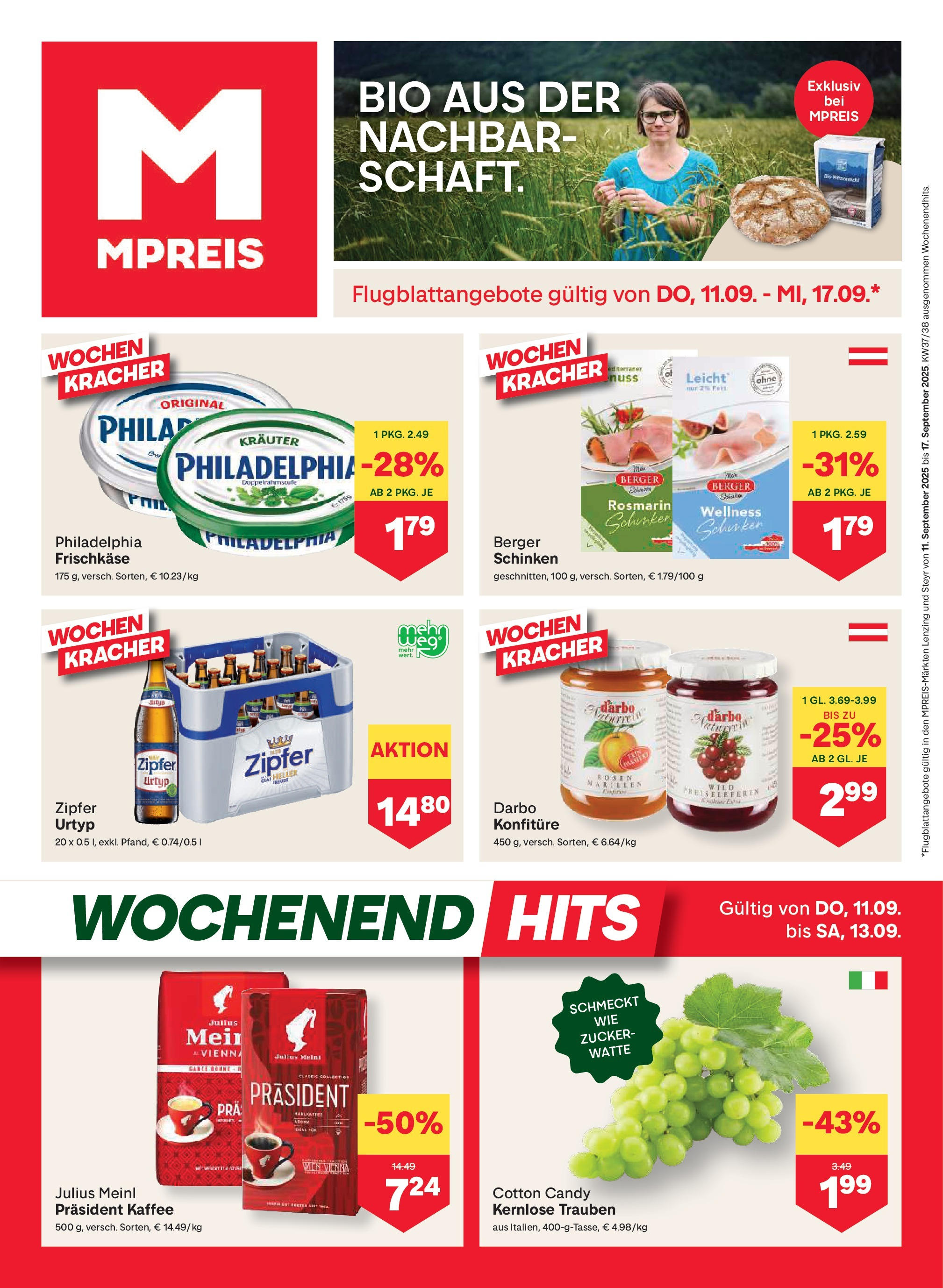 MPREIS Steyr (11.09.2025) || Aktuelle Angebote | Seite: 1 | Produkte: Zucker, Kaffee, Schinken MPREIS Steyr von 11.09.2025 - Aktuelle Angebote | Seite: 1 | Produkte: Zucker, Kaffee, Schinken