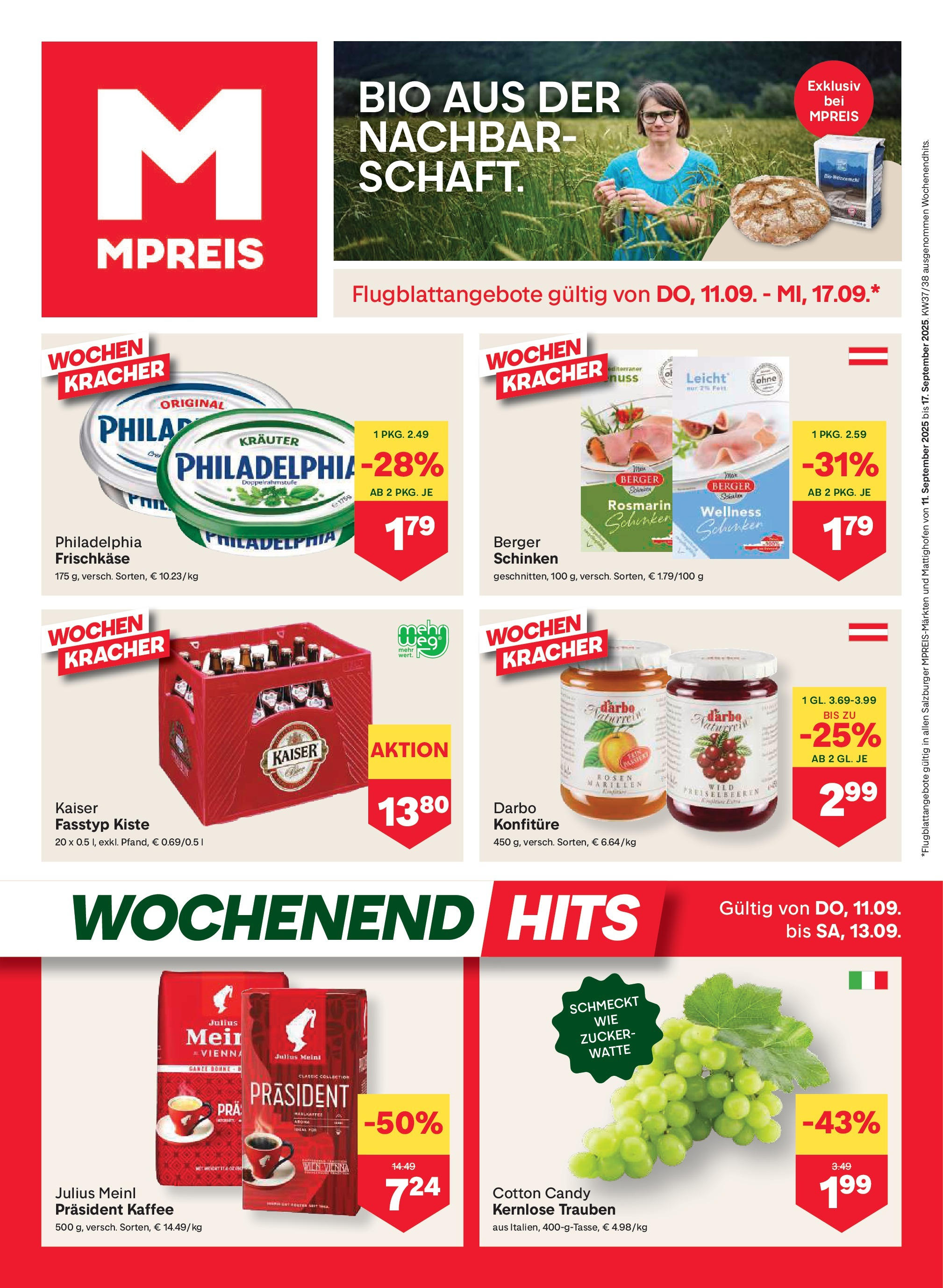 MPREIS Saalbach (11.09.2025) || Aktuelle Angebote | Seite: 1 | Produkte: Zucker, Kaffee, Schinken MPREIS Saalbach von 11.09.2025 - Aktuelle Angebote | Seite: 1 | Produkte: Zucker, Kaffee, Schinken