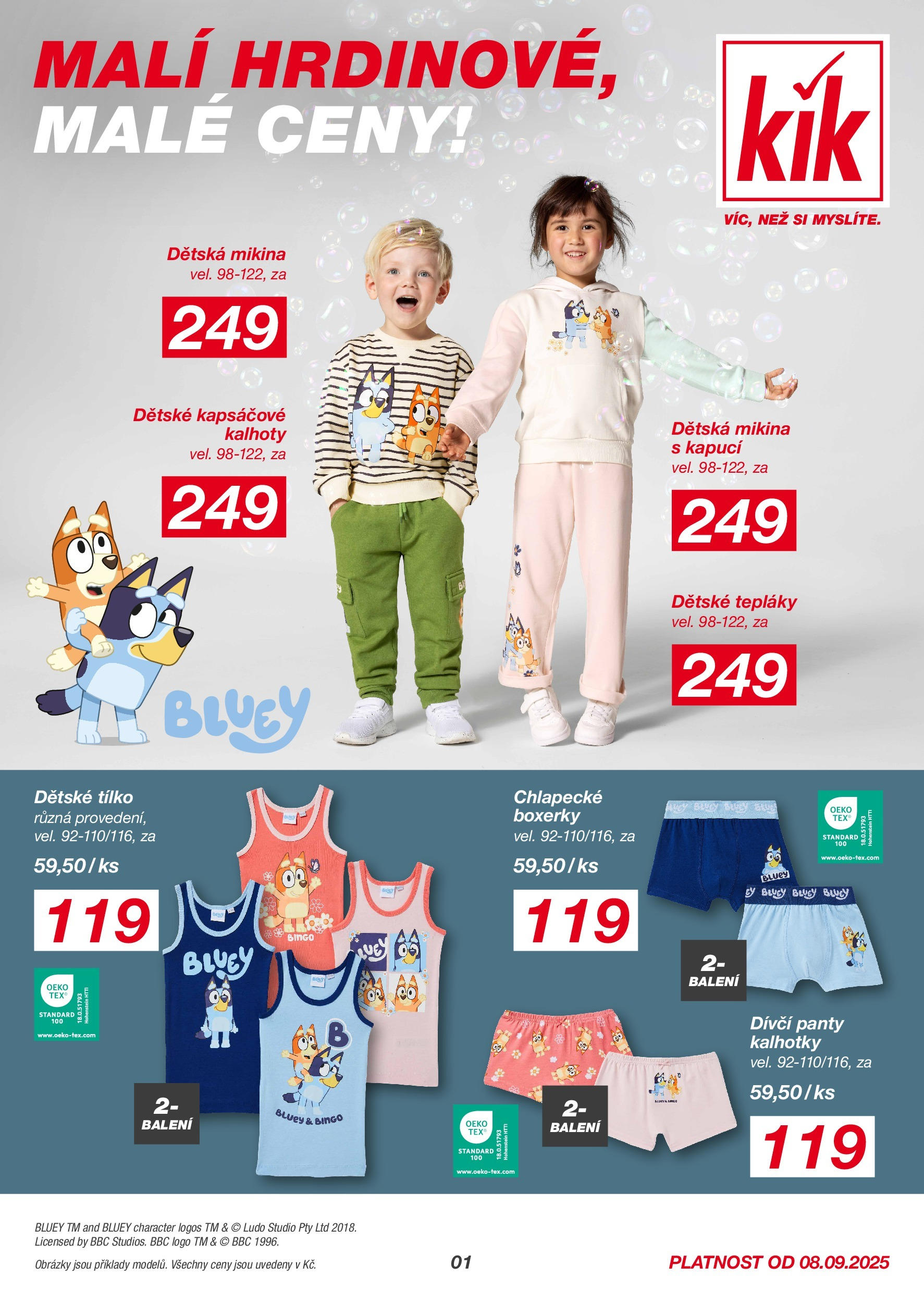 KIK leták od 08.09.2025 || Leták eshop online | Strana: 1 | Produkty: Tílko, Mikina, Boxerky, Tepláky KIK leták 08.09.2025 - Leták příští týden | Strana: 1 | Produkty: Tílko, Mikina, Boxerky, Tepláky