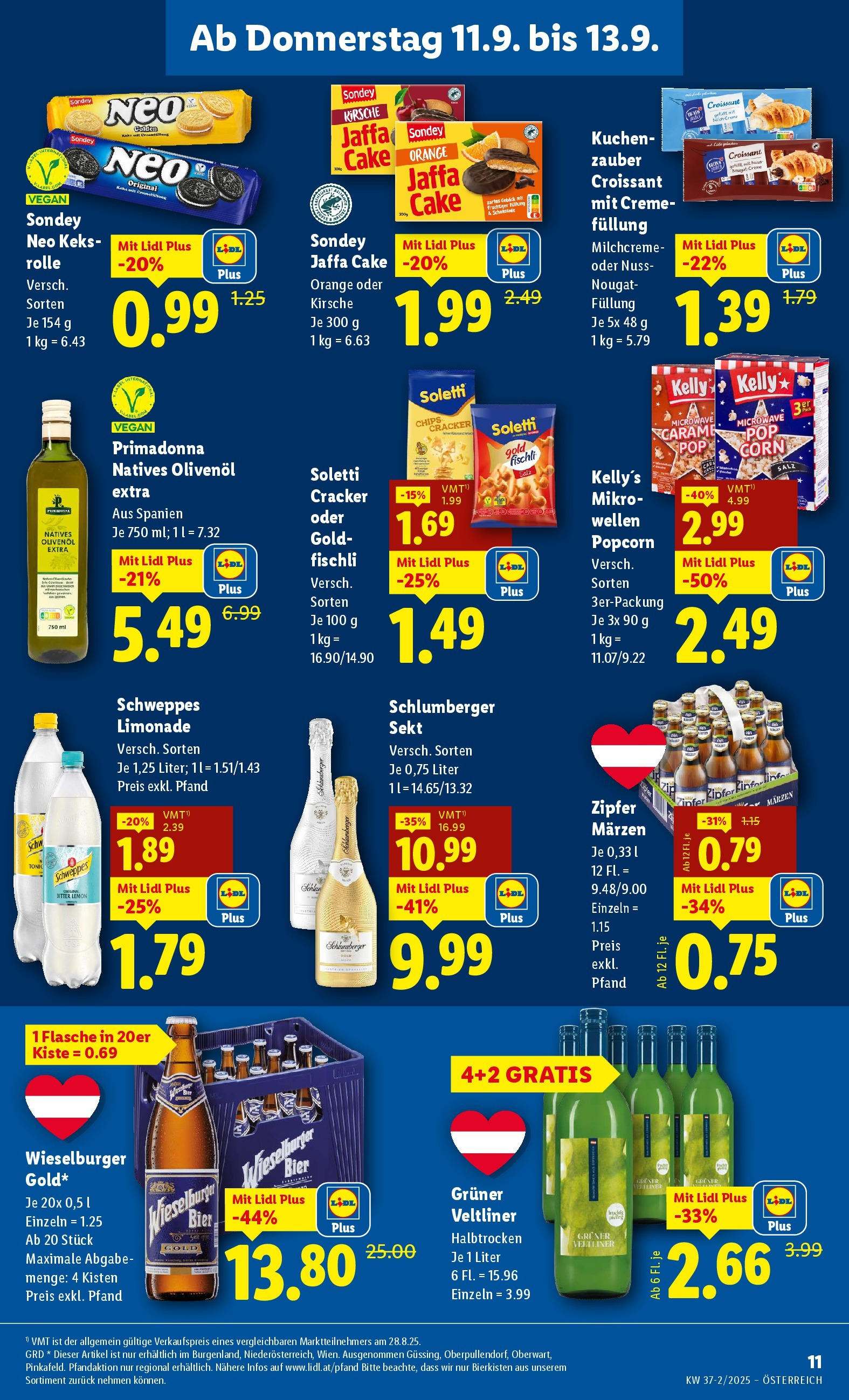 Lidl Flugblatt - Wien, Langenzersdorf, Zwettl ab 11.09.2025 - Angebote ab donnerstag | Seite: 13 | Produkte: Chips, Creme, Bier