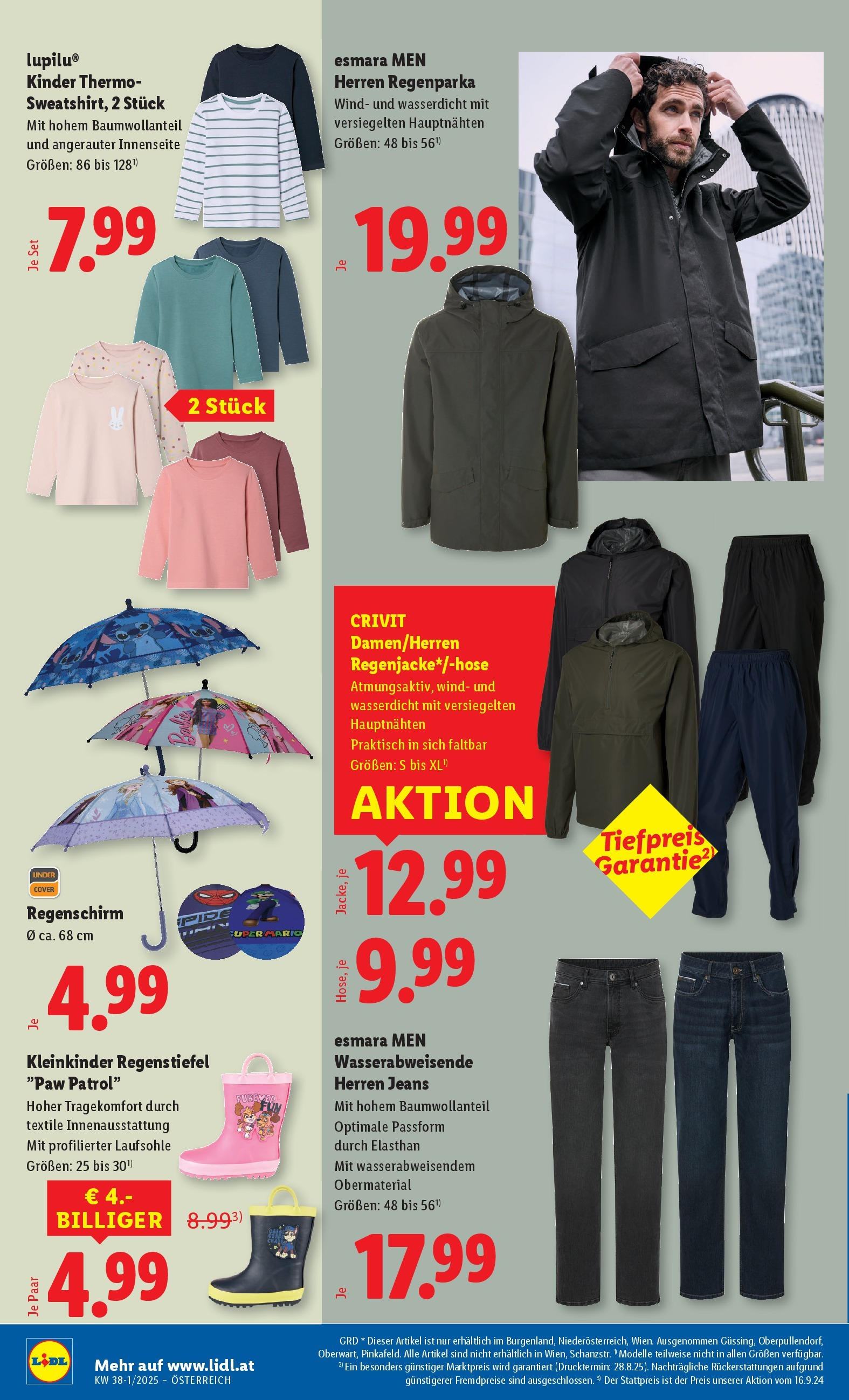 Lidl Flugblatt - Wien, Langenzersdorf, Zwettl ab 11.09.2025 - Angebote ab donnerstag | Seite: 30 | Produkte: Regenschirm, Jeans