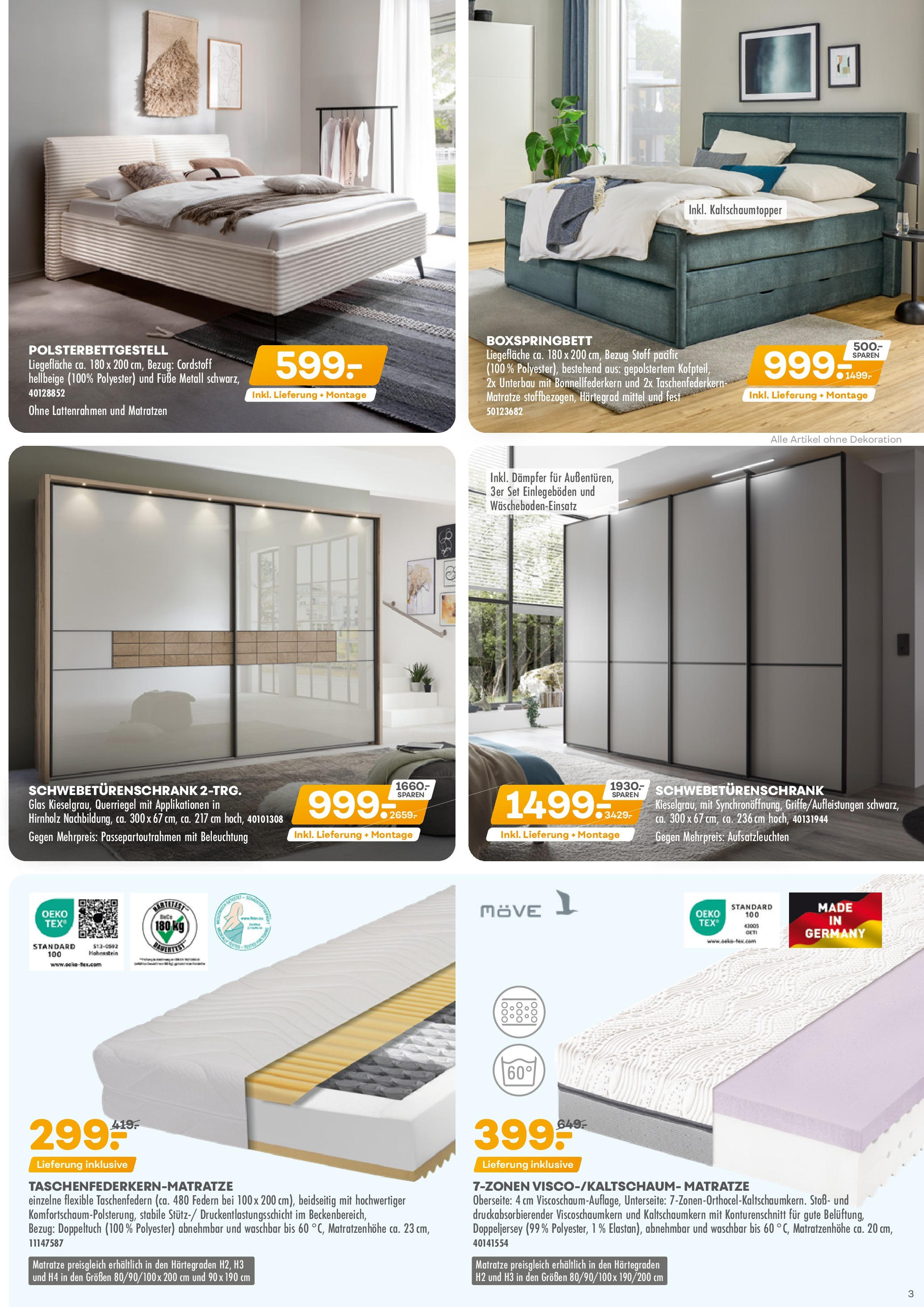 Möbel Kraft Prospekt (ab 09.09.2025) zum Blättern | Seite: 3 | Produkte: Matratze, Schwebetürenschrank, Boxspringbett Möbel Kraft Prospekt (ab 09.09.2025) zum Blättern | Seite: 3 | Produkte: Matratze, Schwebetürenschrank, Boxspringbett