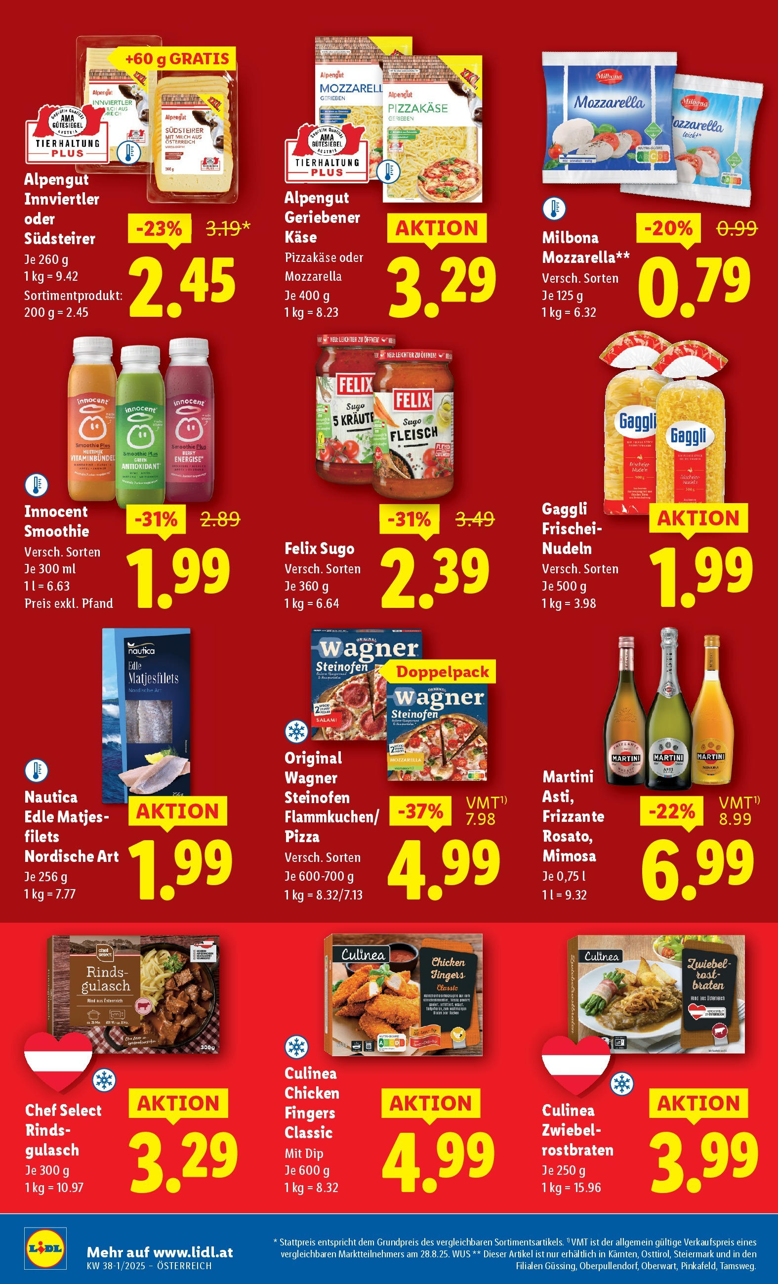 Lidl Flugblatt - Fohnsdorf, Neunkirchen, Graz ab 11.09.2025 - Angebote ab donnerstag | Seite: 40 | Produkte: Milch, Käse, Pizza, Nudeln