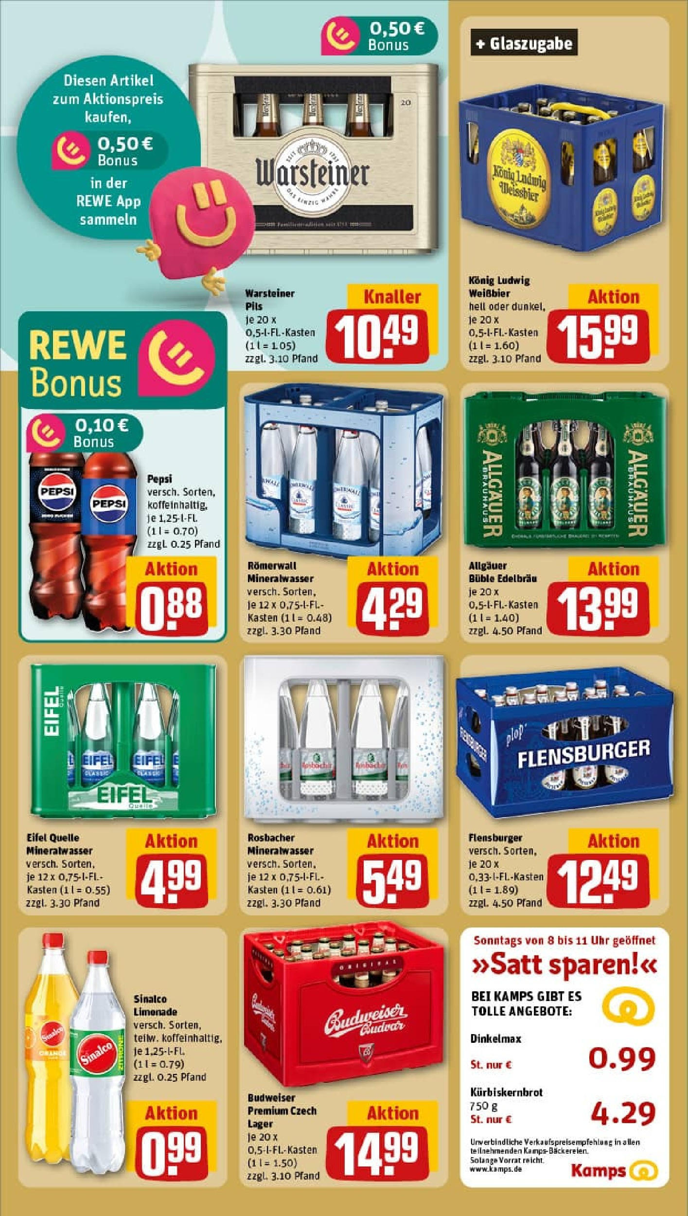 REWE Prospekt ab 01.09.2025 zum Blättern » Angebote | Seite: 18 | Produkte: Weißbier, Mineralwasser, Pepsi, Uhr REWE Prospekt ab 01.09.2025 zum Blättern » Angebote | Seite: 18 | Produkte: Weißbier, Mineralwasser, Pepsi, Uhr