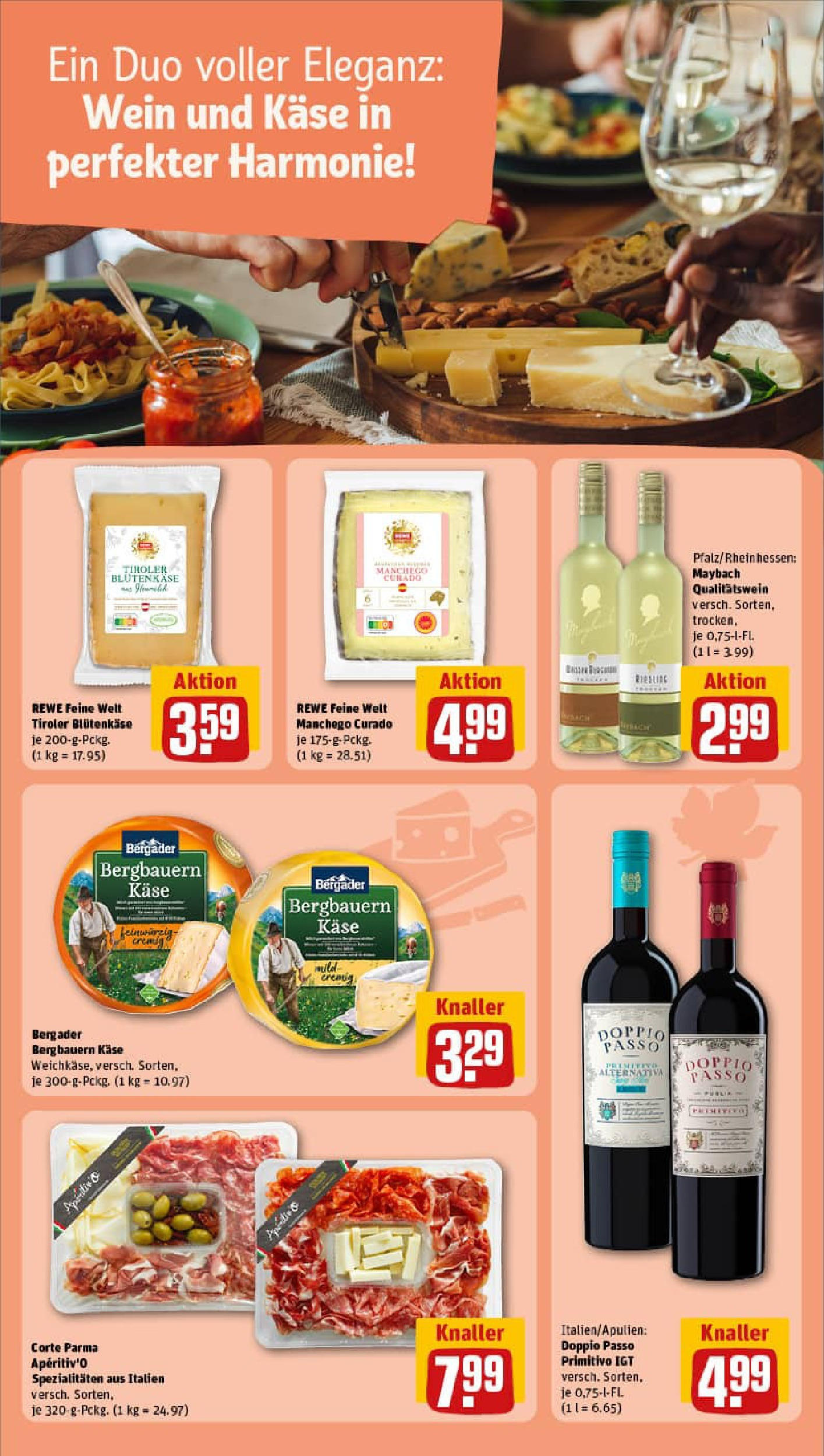 REWE Prospekt ab 07.09.2025 zum Blättern » Angebote | Seite: 15 | Produkte: Käse, Doppio passo primitivo, Doppio Passo, Wein REWE Prospekt ab 07.09.2025 zum Blättern » Angebote | Seite: 15 | Produkte: Käse, Doppio passo primitivo, Doppio Passo, Wein