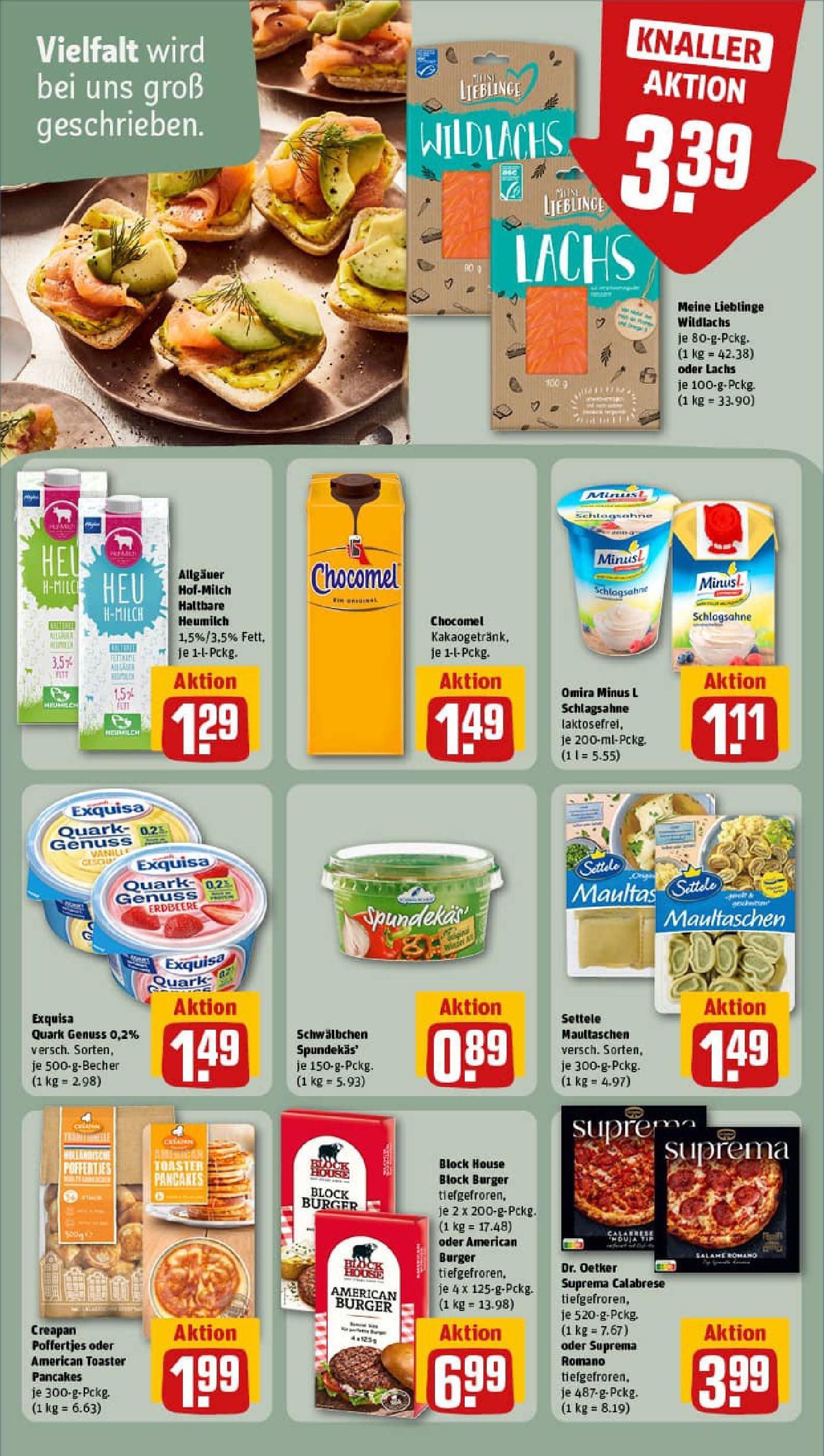 REWE Prospekt ab 07.09.2025 zum Blättern » Angebote | Seite: 17 | Produkte: Burger, Lachs, Pasta, Maultaschen REWE Prospekt ab 07.09.2025 zum Blättern » Angebote | Seite: 17 | Produkte: Burger, Lachs, Pasta, Maultaschen