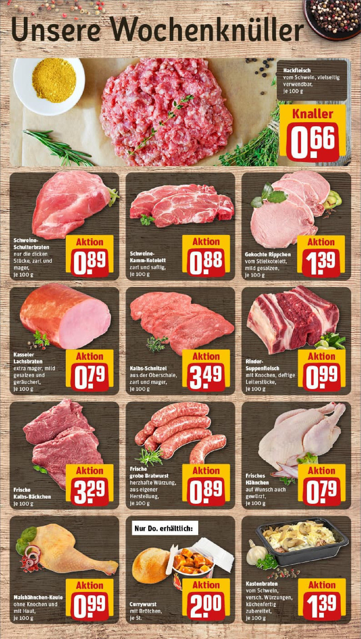 REWE Prospekt ab 07.09.2025 zum Blättern » Angebote | Seite: 8 | Produkte: Hahnchen, Bratwurst, Suppenfleisch, Hackfleisch