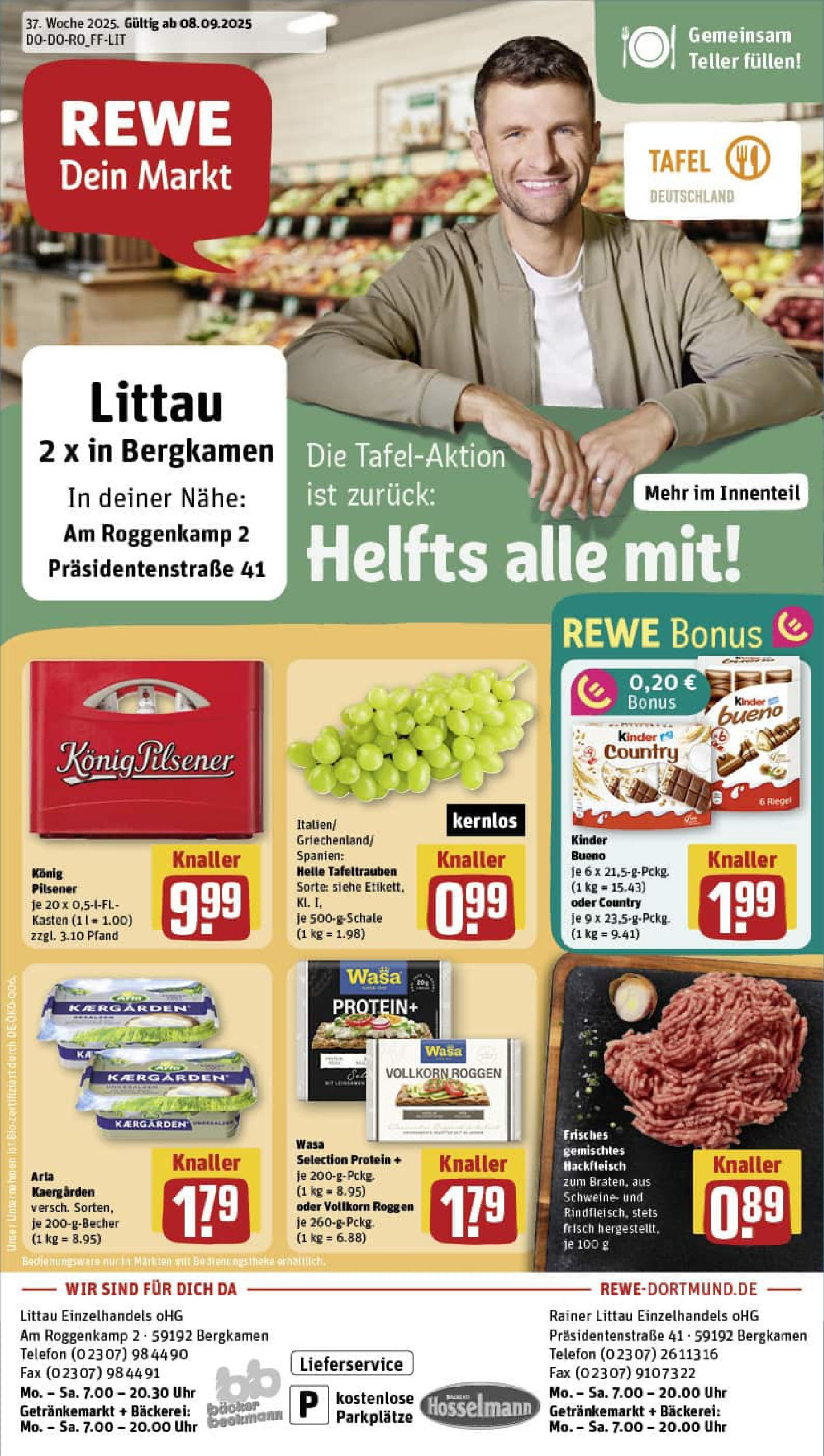 REWE Prospekt ab 07.09.2025 zum Blättern » Angebote | Seite: 1 | Produkte: Bäckerei, Konig pilsener, Butter, Uhr REWE Prospekt ab 07.09.2025 zum Blättern » Angebote | Seite: 1 | Produkte: Bäckerei, Konig pilsener, Butter, Uhr