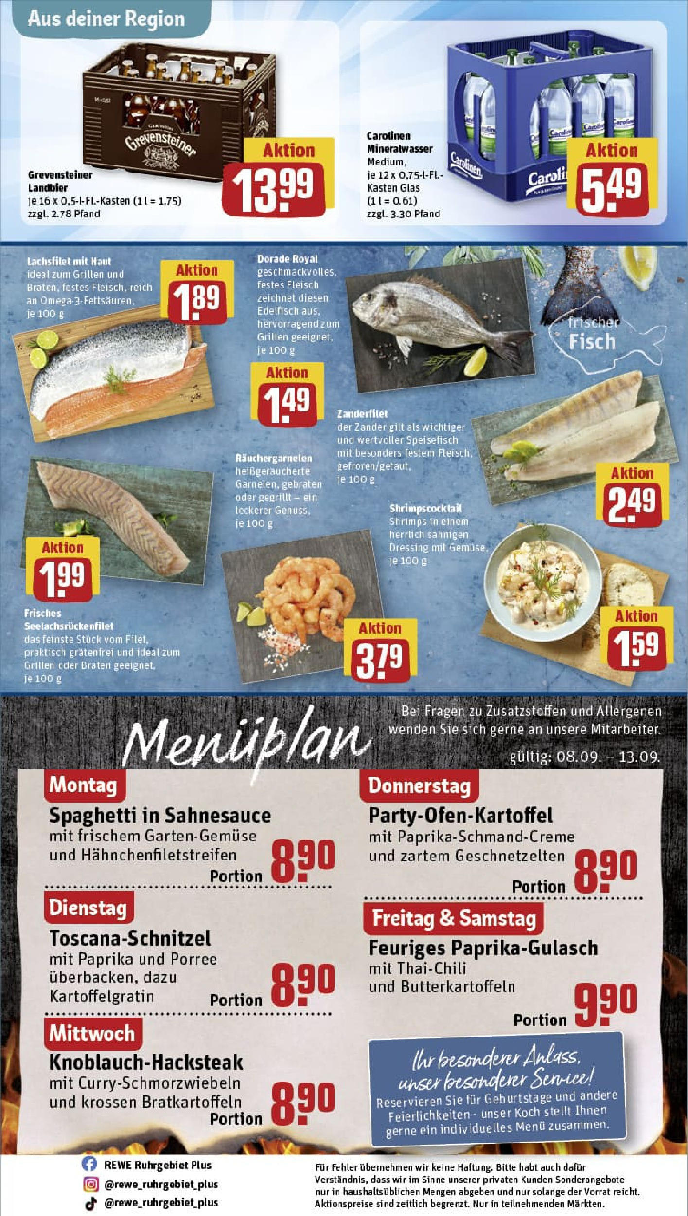 REWE Prospekt ab 07.09.2025 zum Blättern » Angebote | Seite: 28 | Produkte: Dorade, Dressing, Mineralwasser, Paprika REWE Prospekt ab 07.09.2025 zum Blättern » Angebote | Seite: 28 | Produkte: Dorade, Dressing, Mineralwasser, Paprika