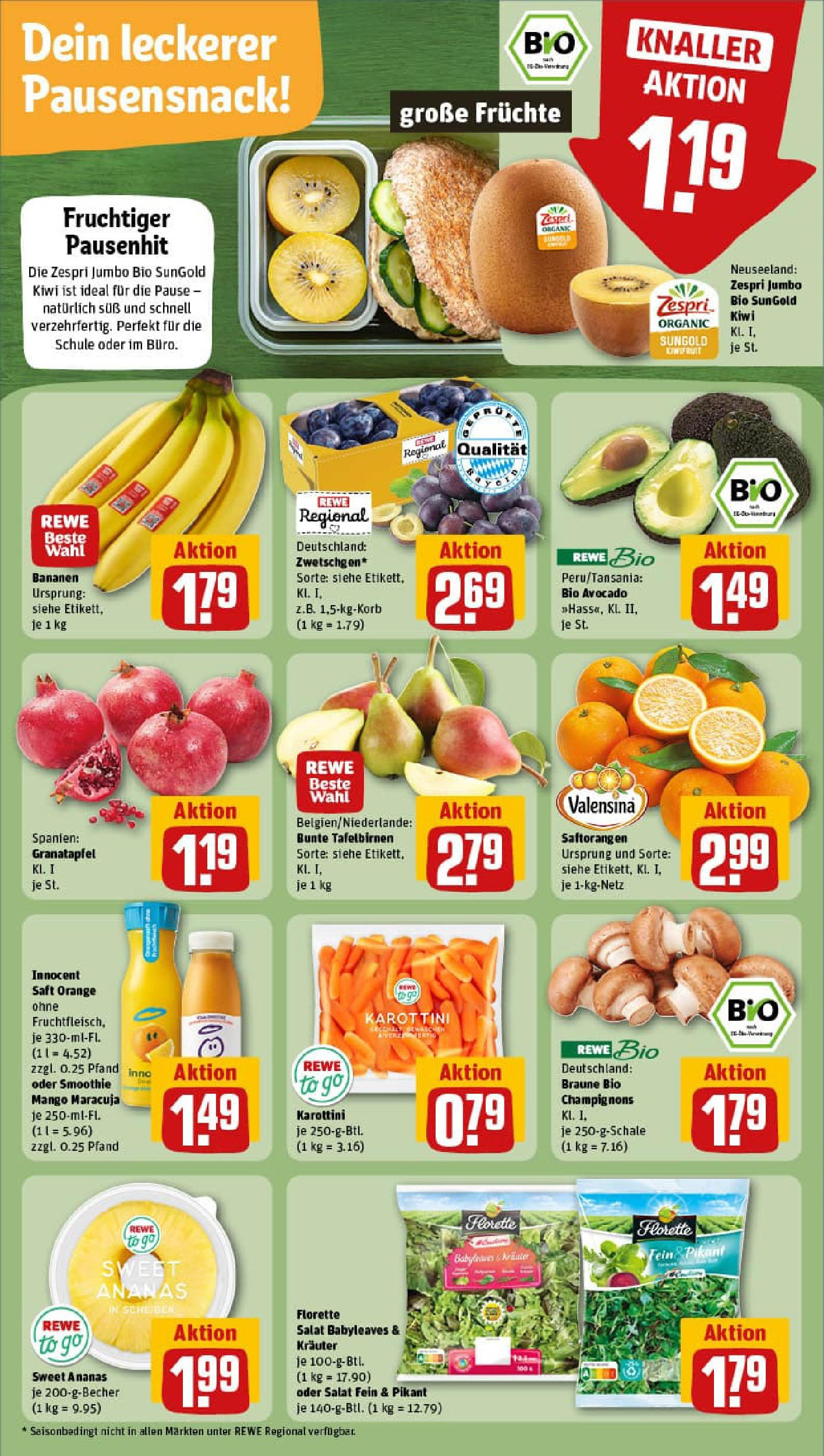REWE Prospekt ab 07.09.2025 zum Blättern » Angebote | Seite: 6 | Produkte: Bananen, Valensina, Champignons, Salat REWE Prospekt ab 07.09.2025 zum Blättern » Angebote | Seite: 6 | Produkte: Bananen, Valensina, Champignons, Salat
