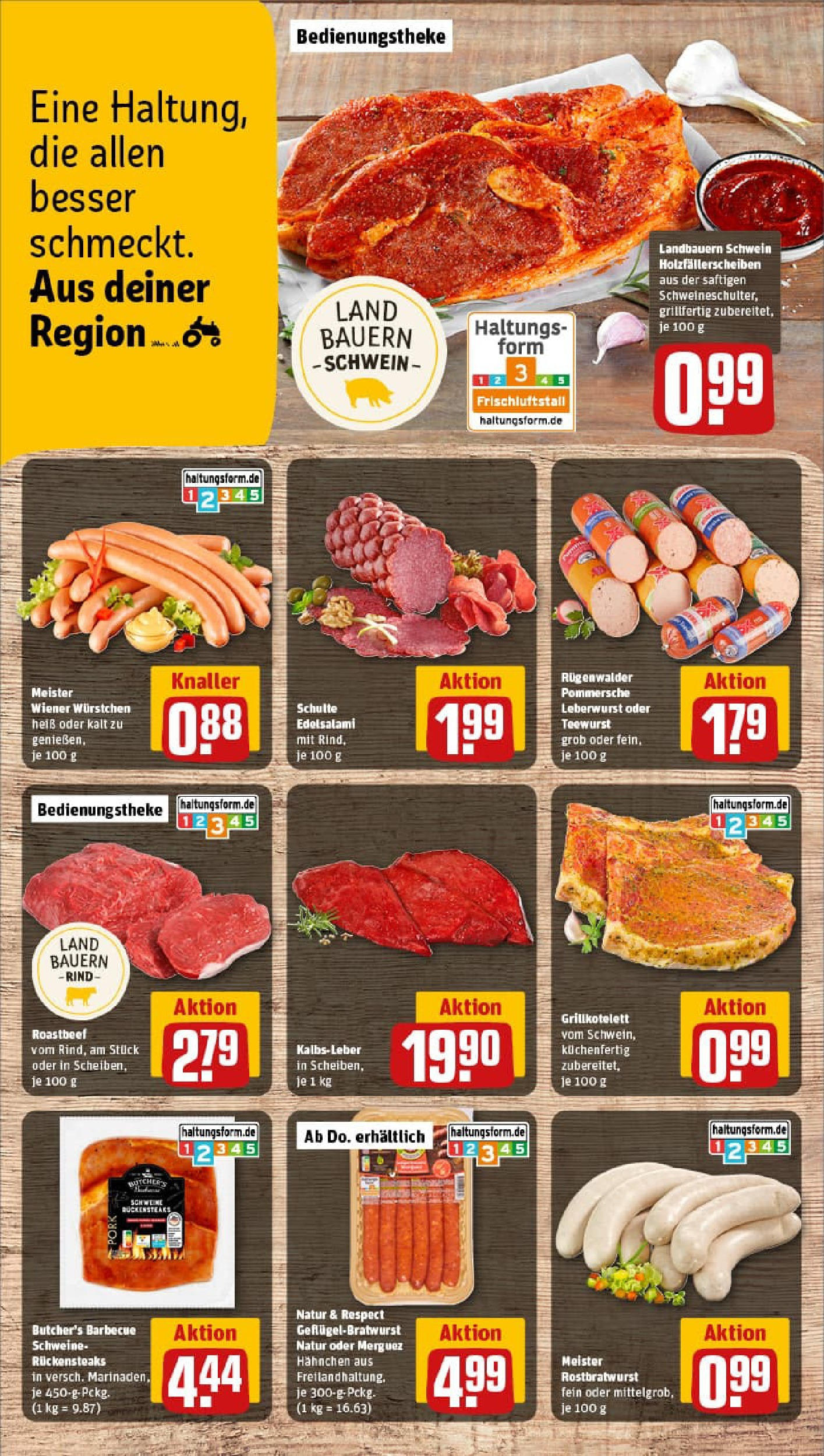 REWE Prospekt ab 07.09.2025 zum Blättern » Angebote | Seite: 10 | Produkte: Hahnchen, Wiener wurstchen, Roastbeef, Steak