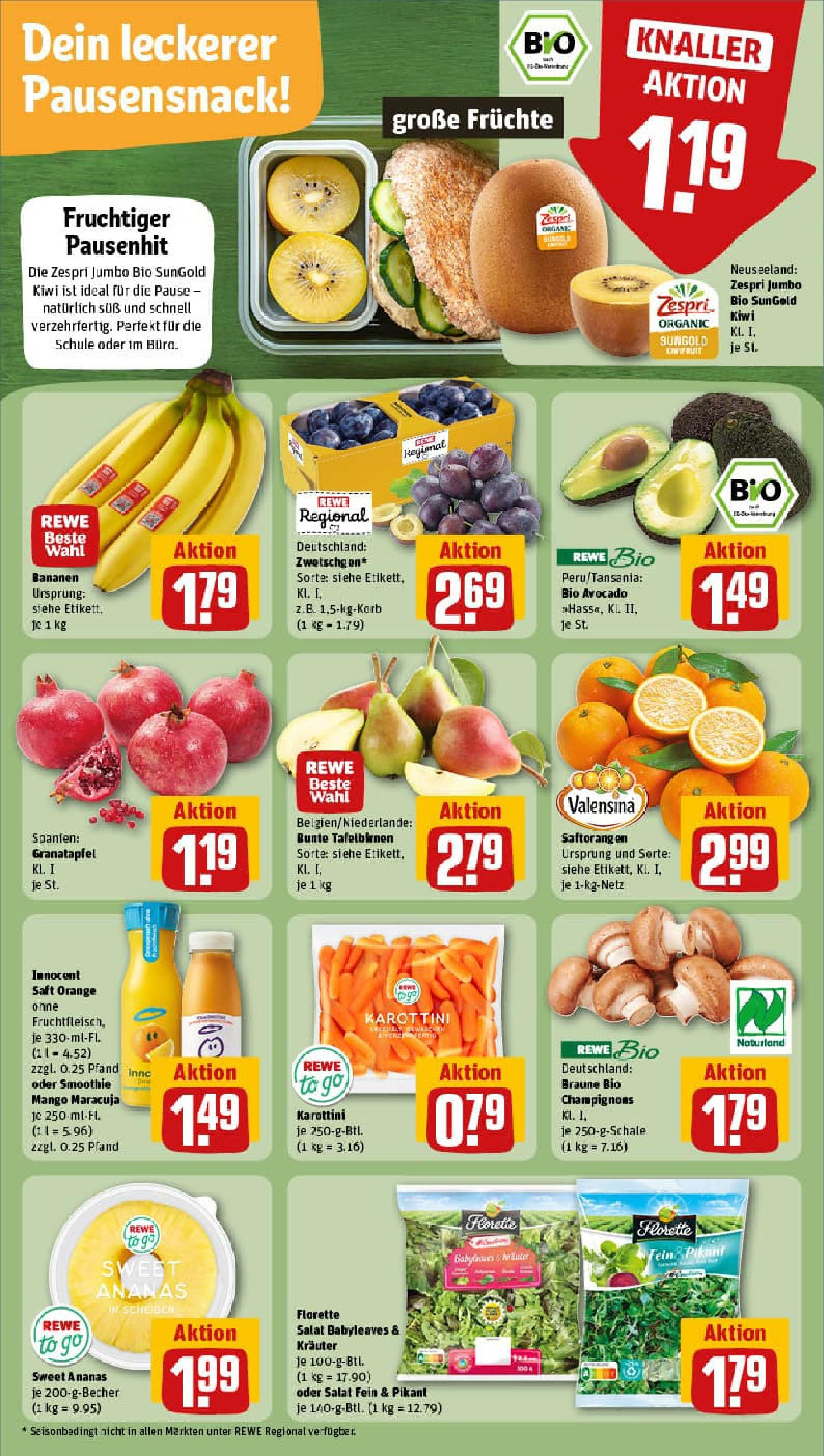 REWE Prospekt ab 07.09.2025 zum Blättern » Angebote | Seite: 6 | Produkte: Bananen, Valensina, Mango, Salat