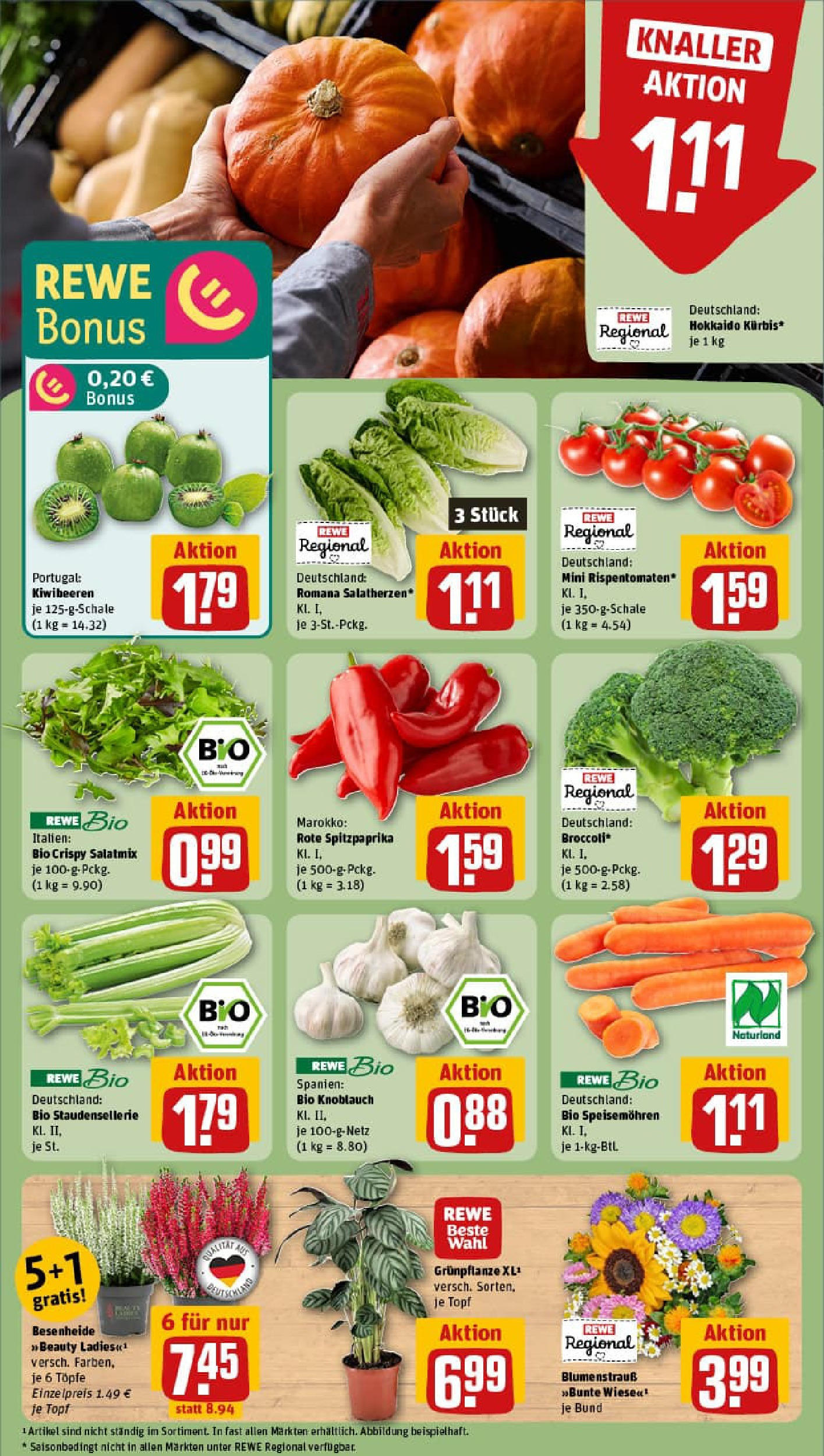 REWE Prospekt ab 07.09.2025 zum Blättern » Angebote | Seite: 7 | Produkte: Knoblauch, Kiwi