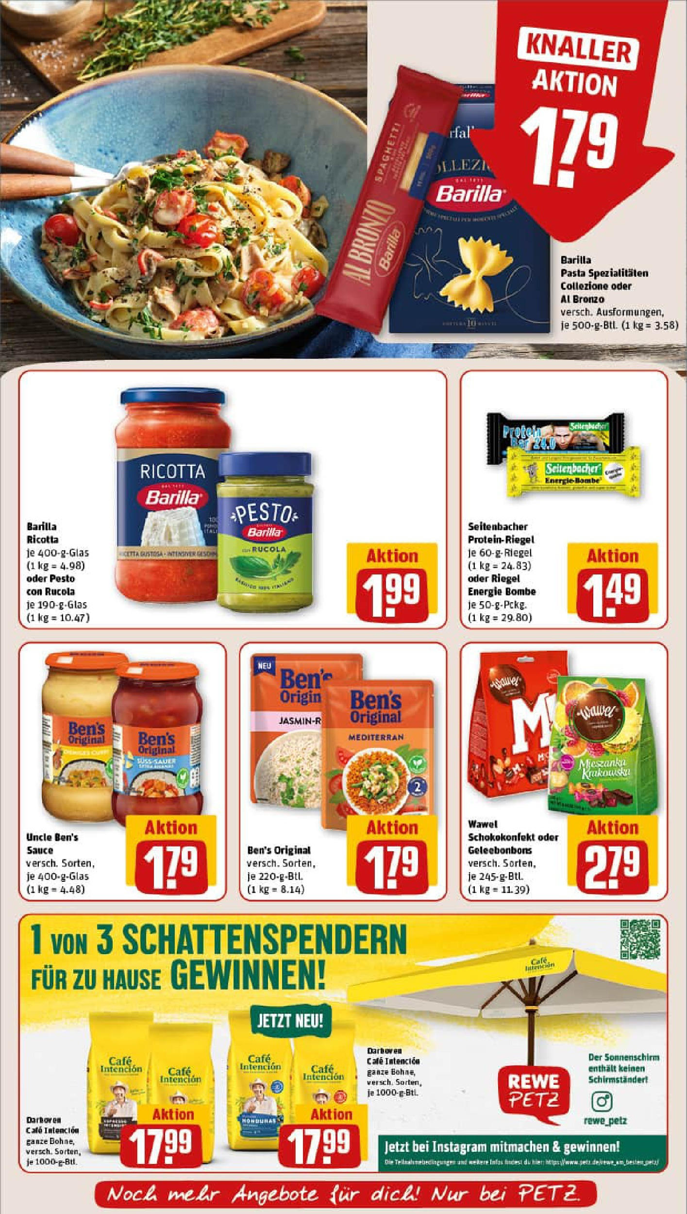 REWE Prospekt ab 07.09.2025 zum Blättern » Angebote | Seite: 15 | Produkte: Energy, Barilla, Rucola, Sonnenschirm