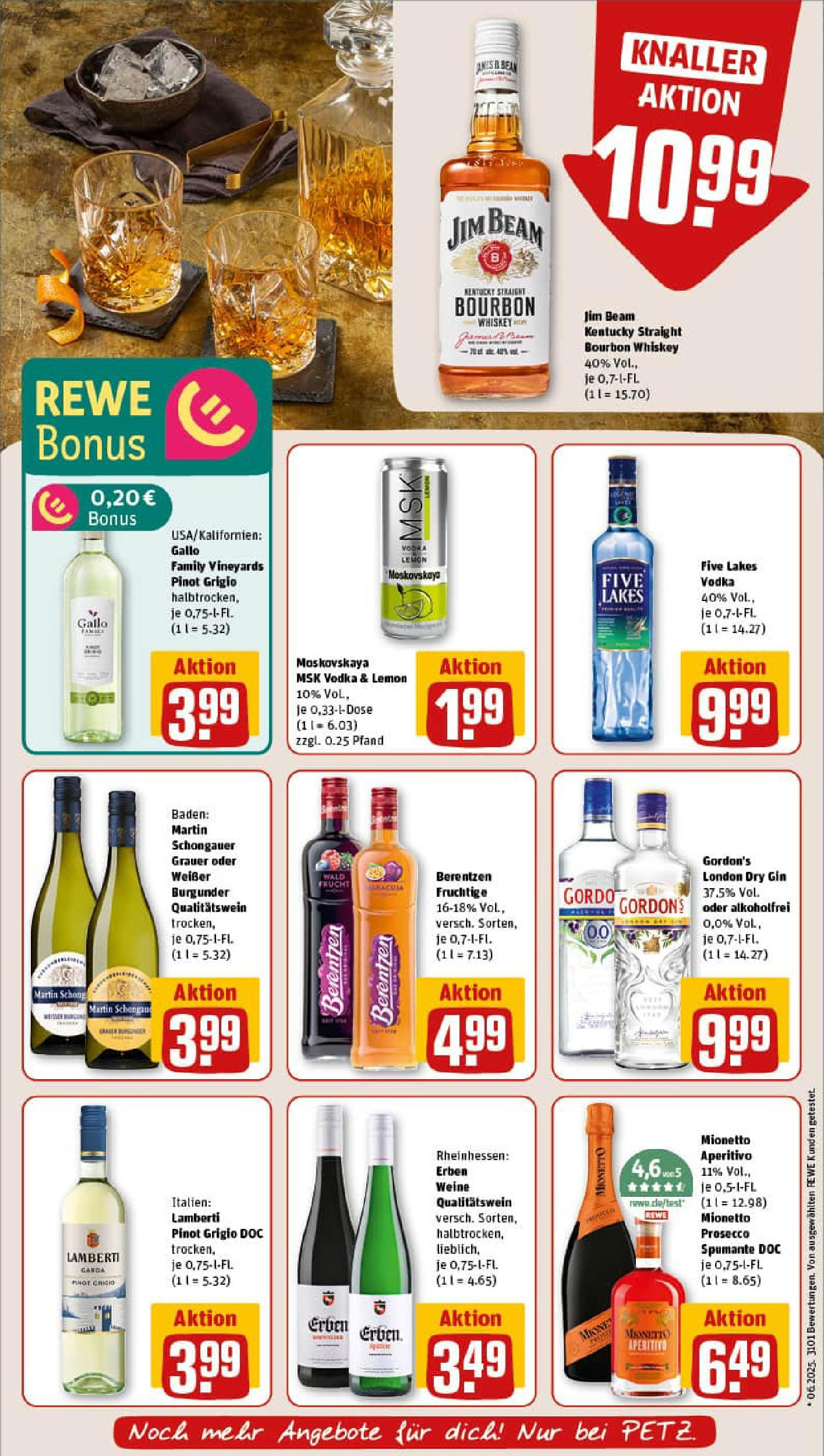 REWE Prospekt ab 07.09.2025 zum Blättern » Angebote | Seite: 19 | Produkte: Jim beam, Gin, Whiskey, Berentzen