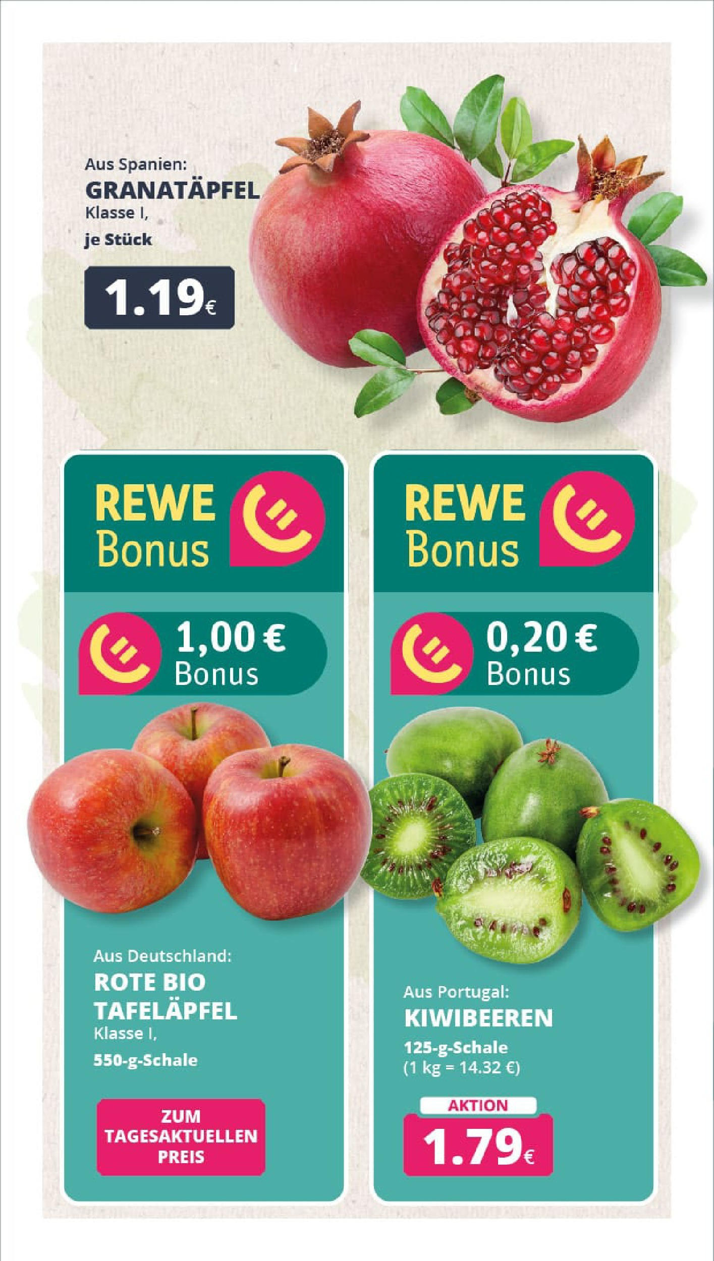 REWE Prospekt ab 07.09.2025 zum Blättern » Angebote | Seite: 2 | Produkte: Granatapfel, Kiwi REWE Prospekt ab 07.09.2025 zum Blättern » Angebote | Seite: 2 | Produkte: Granatapfel, Kiwi