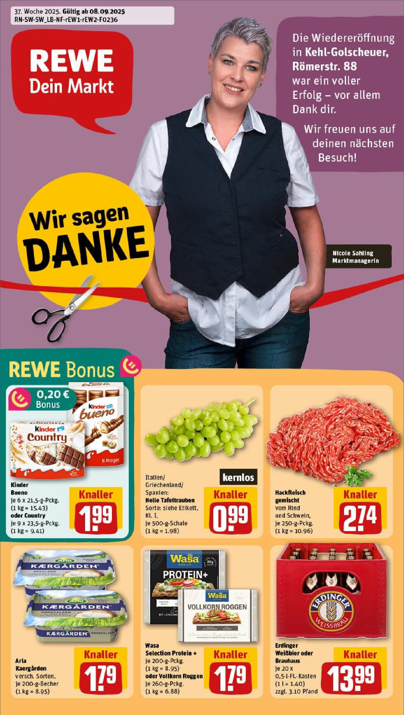 REWE Prospekt ab 07.09.2025 zum Blättern » Angebote | Seite: 3 | Produkte: Erdinger, Weißbier, Kinder bueno, Hackfleisch REWE Prospekt ab 07.09.2025 zum Blättern » Angebote | Seite: 3 | Produkte: Erdinger, Weißbier, Kinder bueno, Hackfleisch