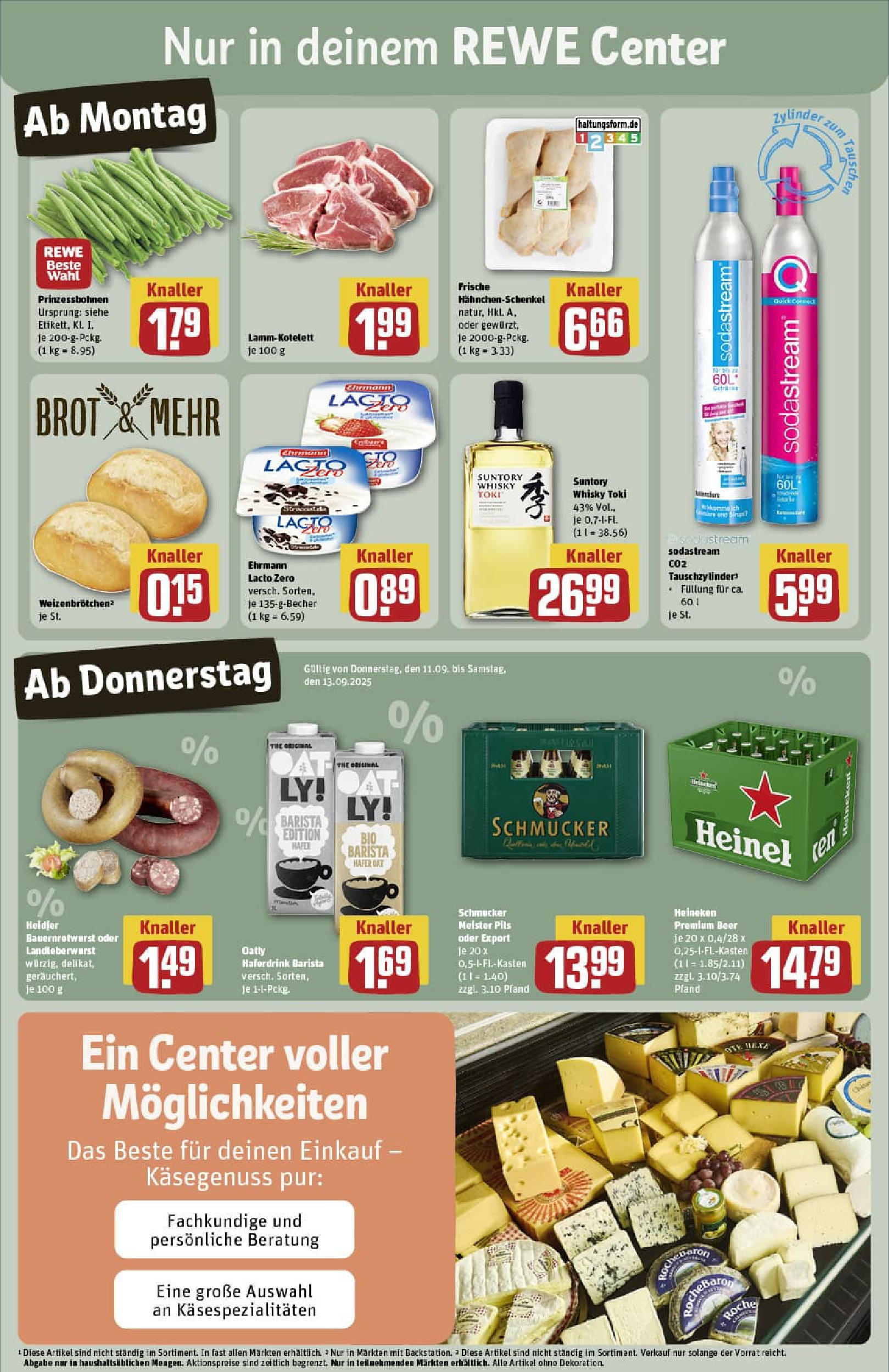 REWE Prospekt ab 07.09.2025 zum Blättern » Angebote | Seite: 3 | Produkte: Hahnchenschenkel, Pils, Heineken, Brot