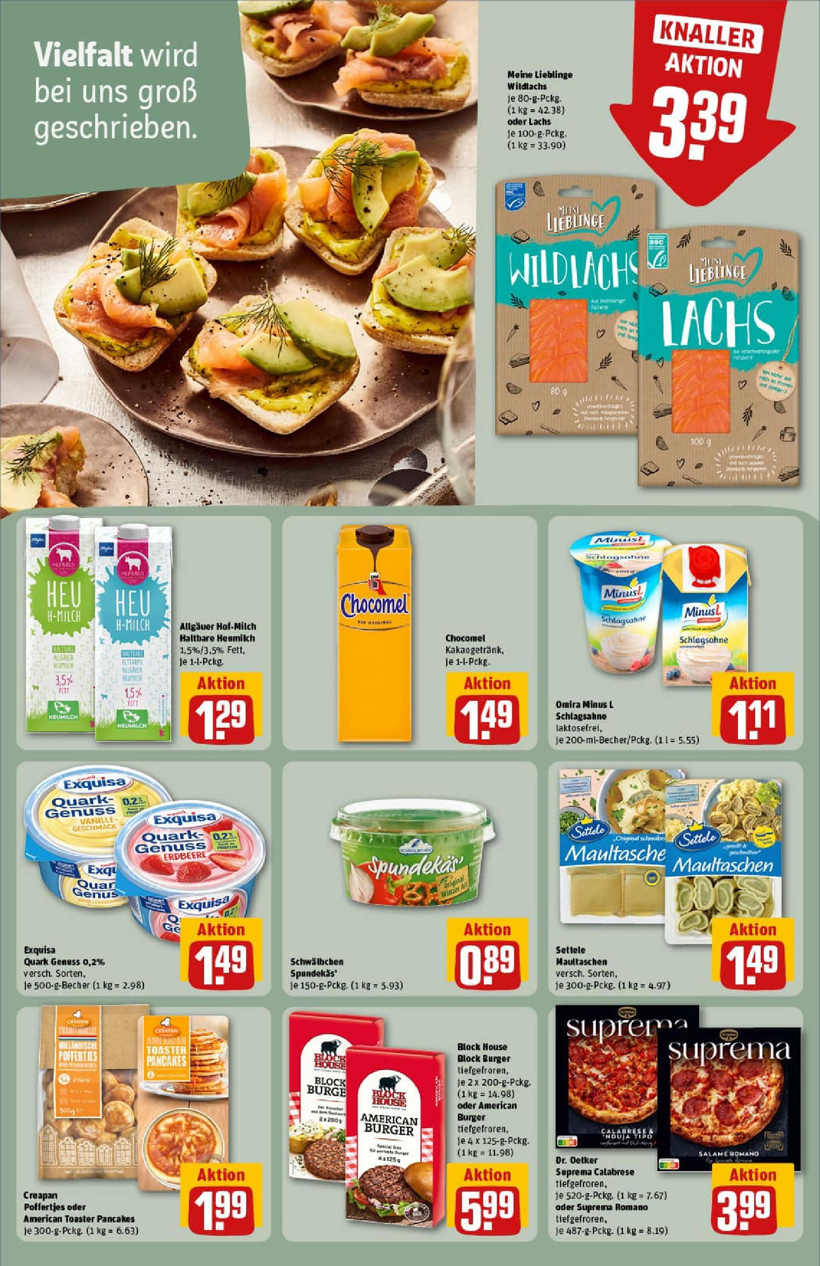 REWE Prospekt ab 07.09.2025 zum Blättern » Angebote | Seite: 21 | Produkte: Schlagsahne, Chocomel, Pizza, Maultaschen