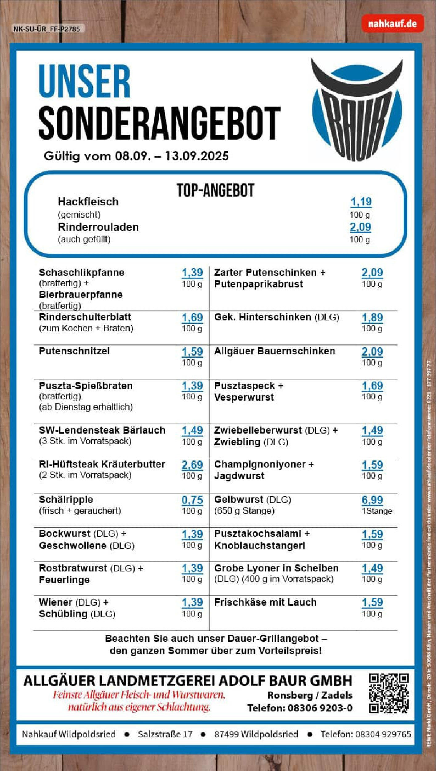 REWE Prospekt ab 07.09.2025 zum Blättern » Angebote | Seite: 8 | Produkte: Rinderrouladen, Kräuterbutter, Salami, Steak REWE Prospekt ab 07.09.2025 zum Blättern » Angebote | Seite: 8 | Produkte: Rinderrouladen, Kräuterbutter, Salami, Steak