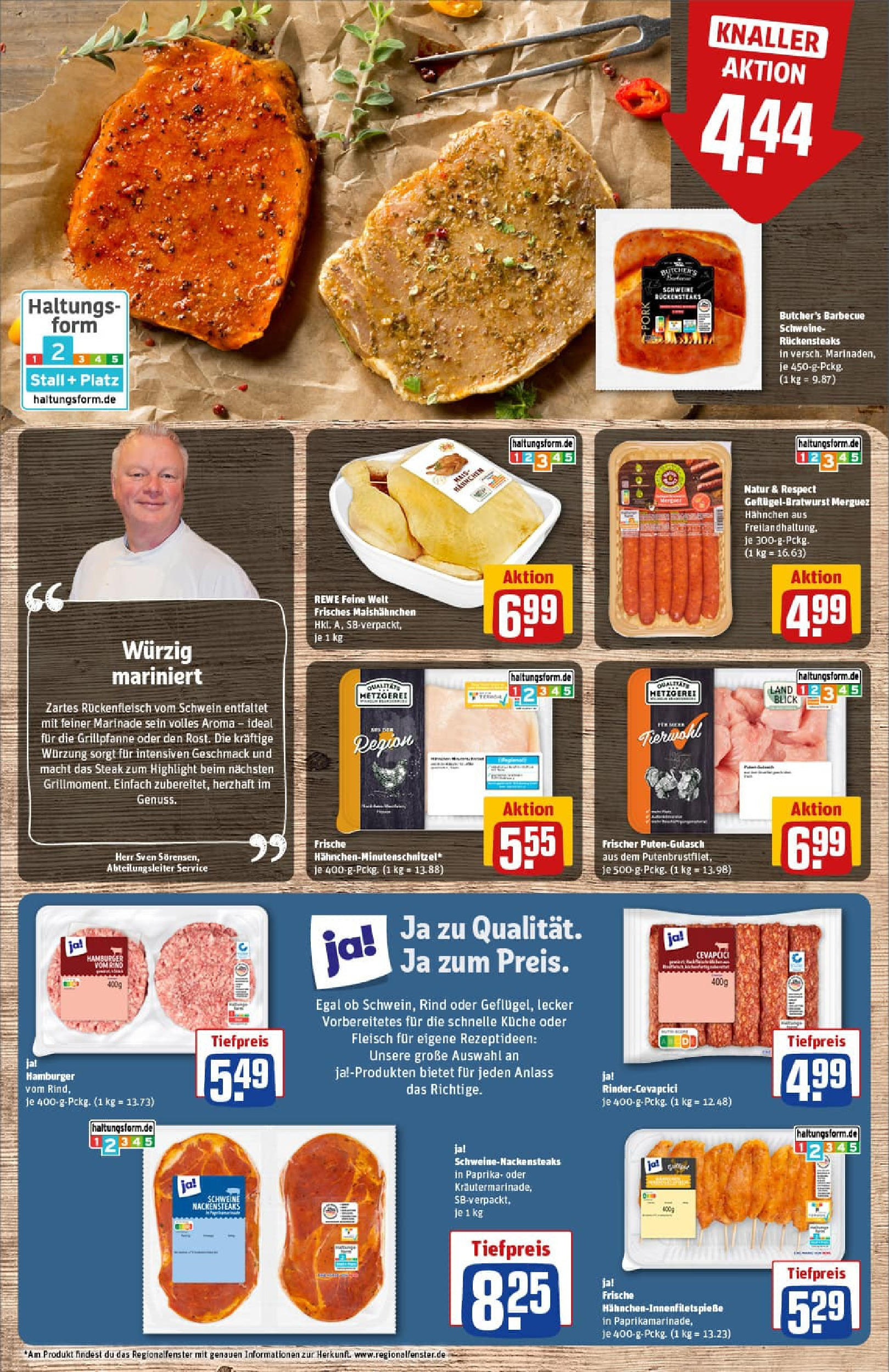 REWE Prospekt ab 07.09.2025 zum Blättern » Angebote | Seite: 8 | Produkte: Nackensteaks, Hahnchen, Cevapcici, Paprika