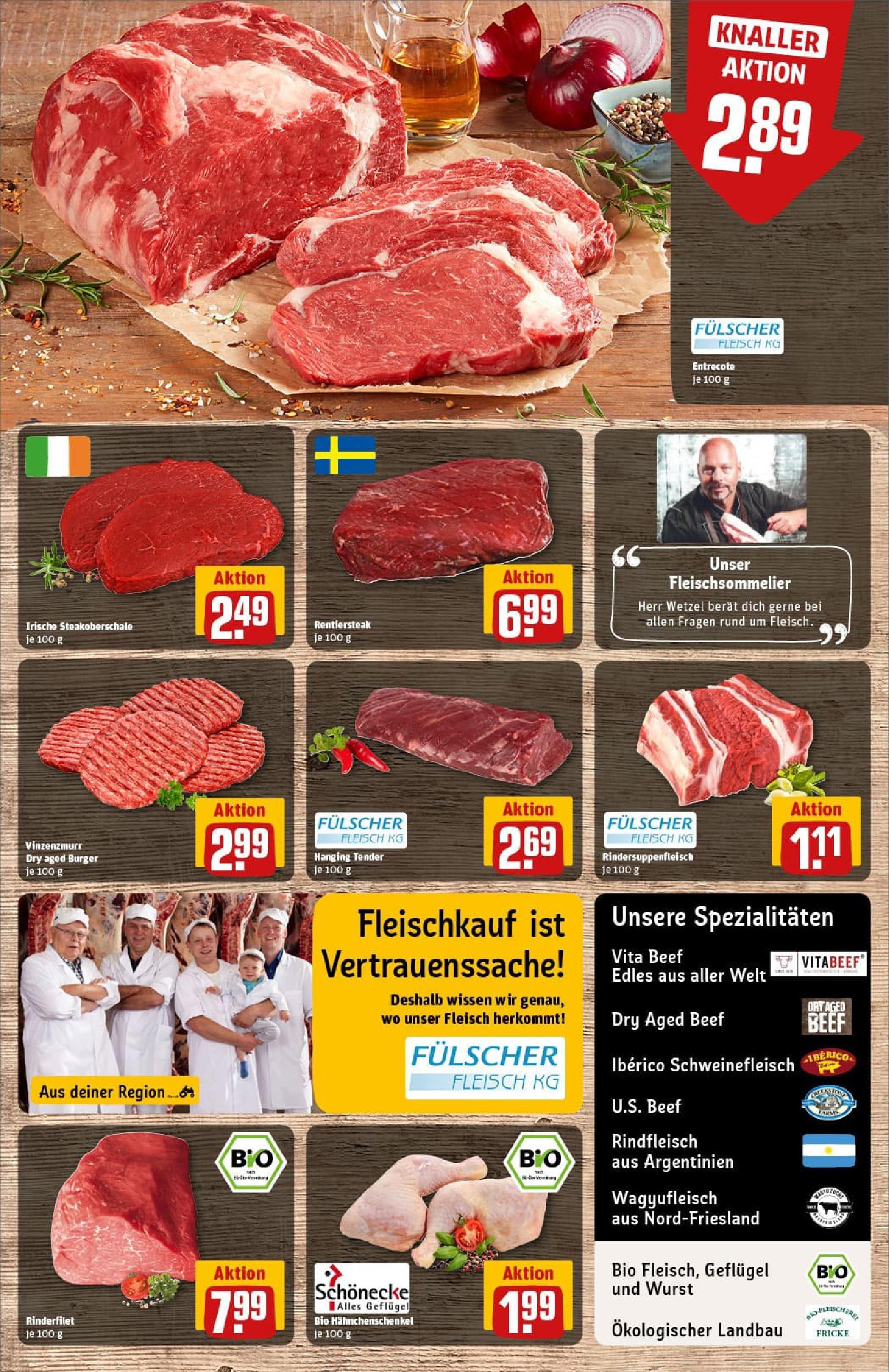 REWE Prospekt ab 07.09.2025 zum Blättern » Angebote | Seite: 8 | Produkte: Entrecote, Schweinefleisch, Rindfleisch, Fleisch