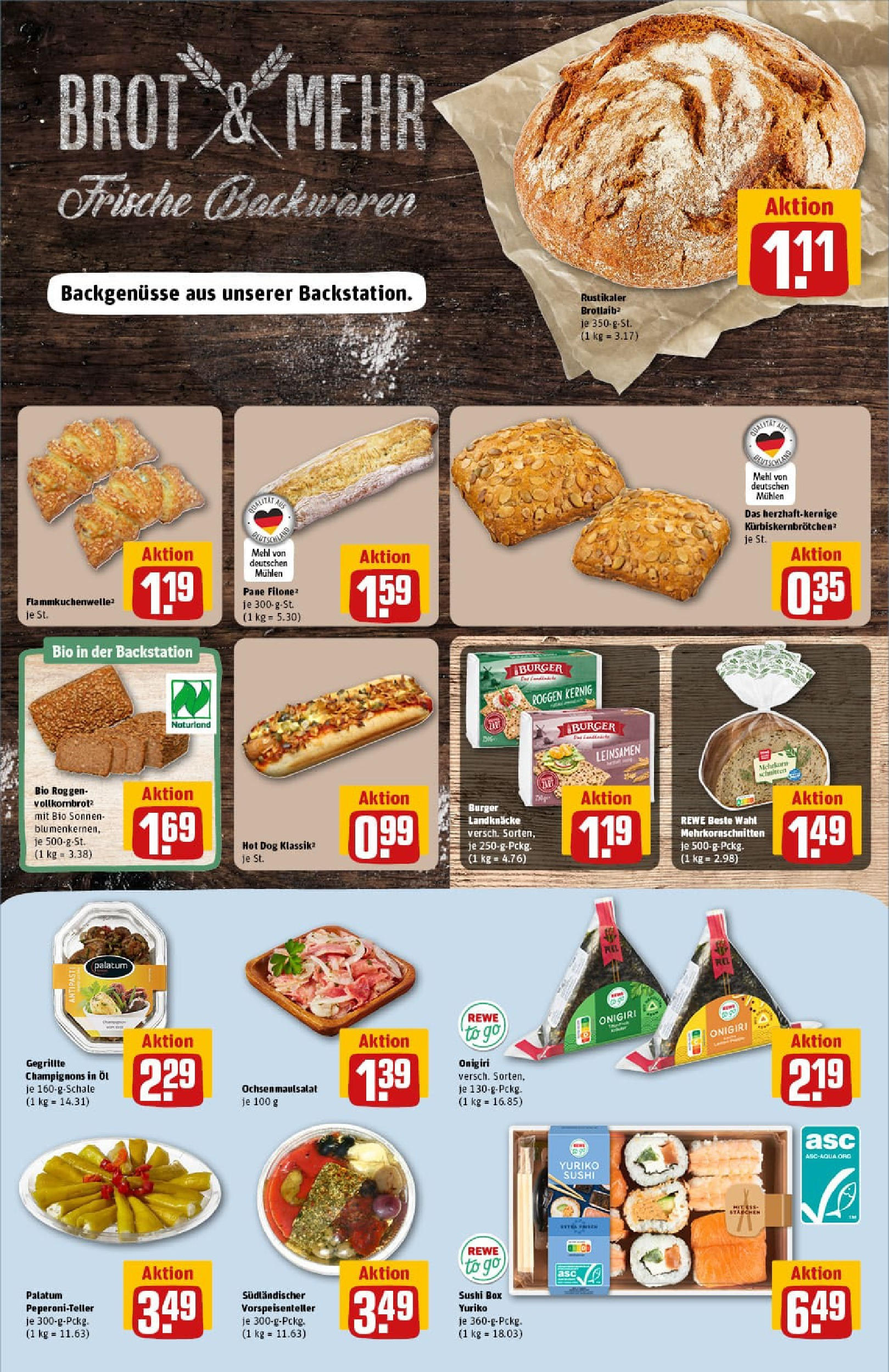 REWE Prospekt ab 07.09.2025 zum Blättern » Angebote | Seite: 12 | Produkte: Mehl, Öl, Vollkornbrot, Burger