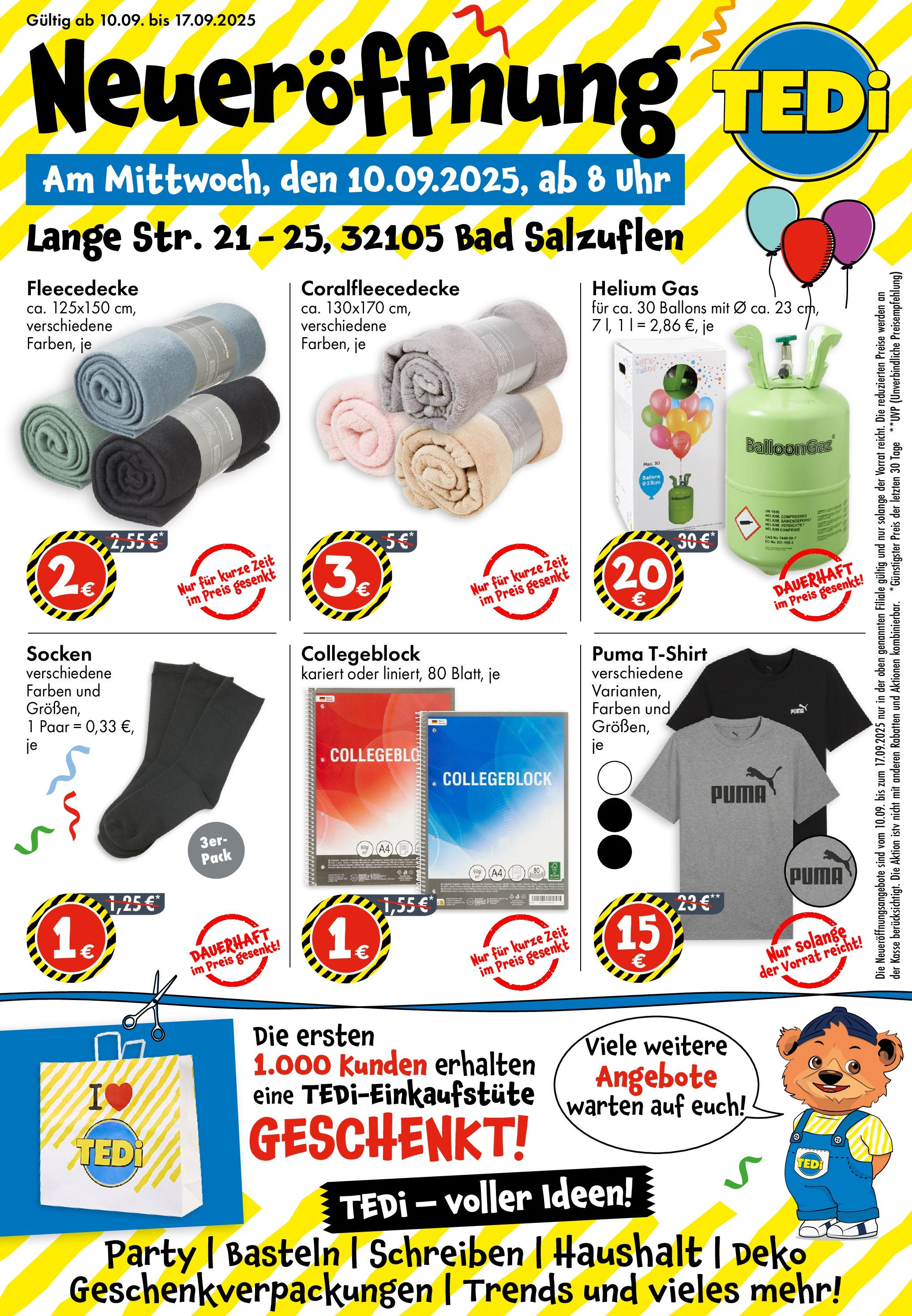 TEDi - TEDi Neueröffnung in Bad Salzuflen (ab 05.09.2025) zum Blättern | Seite: 1 | Produkte: Bad, Socken, Uhr TEDi - TEDi Neueröffnung in Bad Salzuflen (ab 05.09.2025) zum Blättern | Seite: 1 | Produkte: Bad, Socken, Uhr